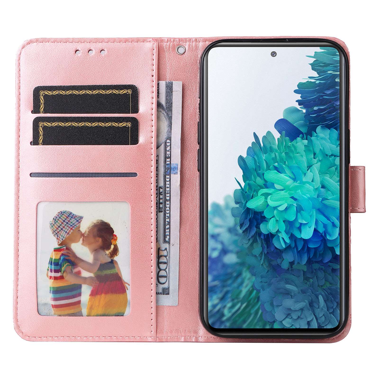 For Samsung Galaxy S20 FE / S20 FE 5G / S20 Lite Sunflower Imprinted PU Leather Case Stand Magnetic Clasp Wallet Phone Cover with Strap - Pink