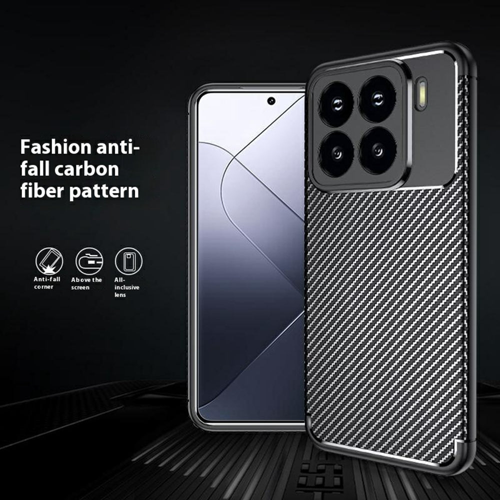 For Xiaomi 15 Pro Case Carbon Fiber Texture TPU Phone Cover Heat Dissipation