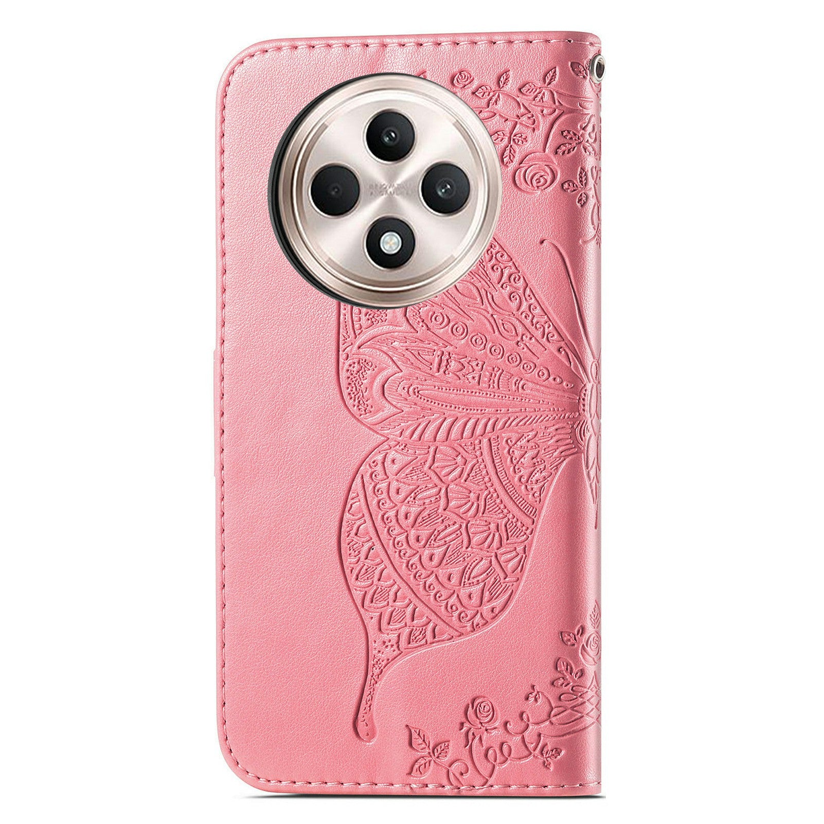 For Oppo F27 5G Case PU Leather Wallet Phone Cover Butterfly Pattern - Pink