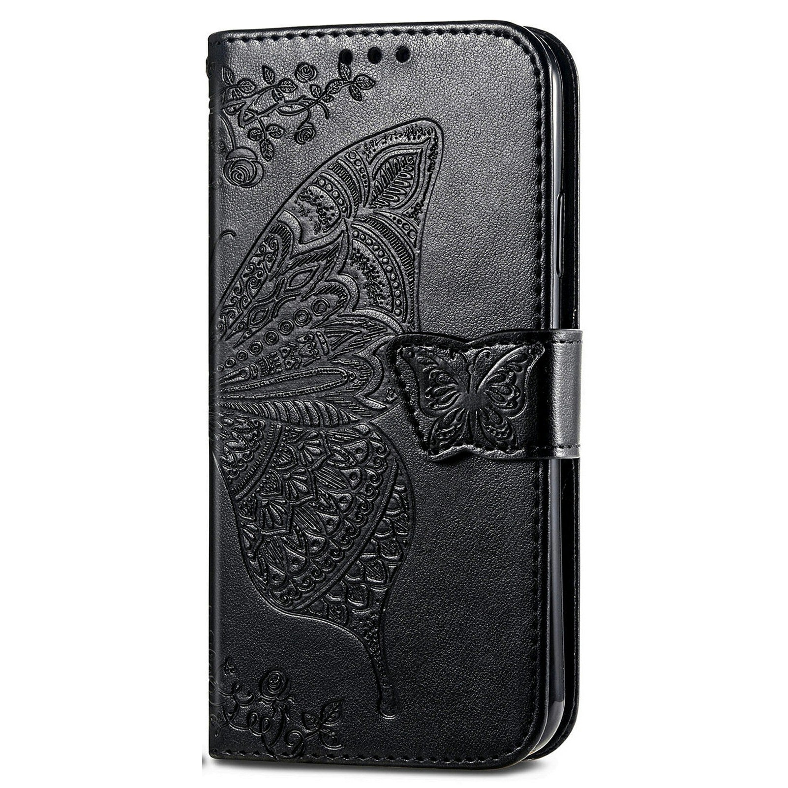 For Oppo F27 5G Case PU Leather Wallet Phone Cover Butterfly Pattern - Black