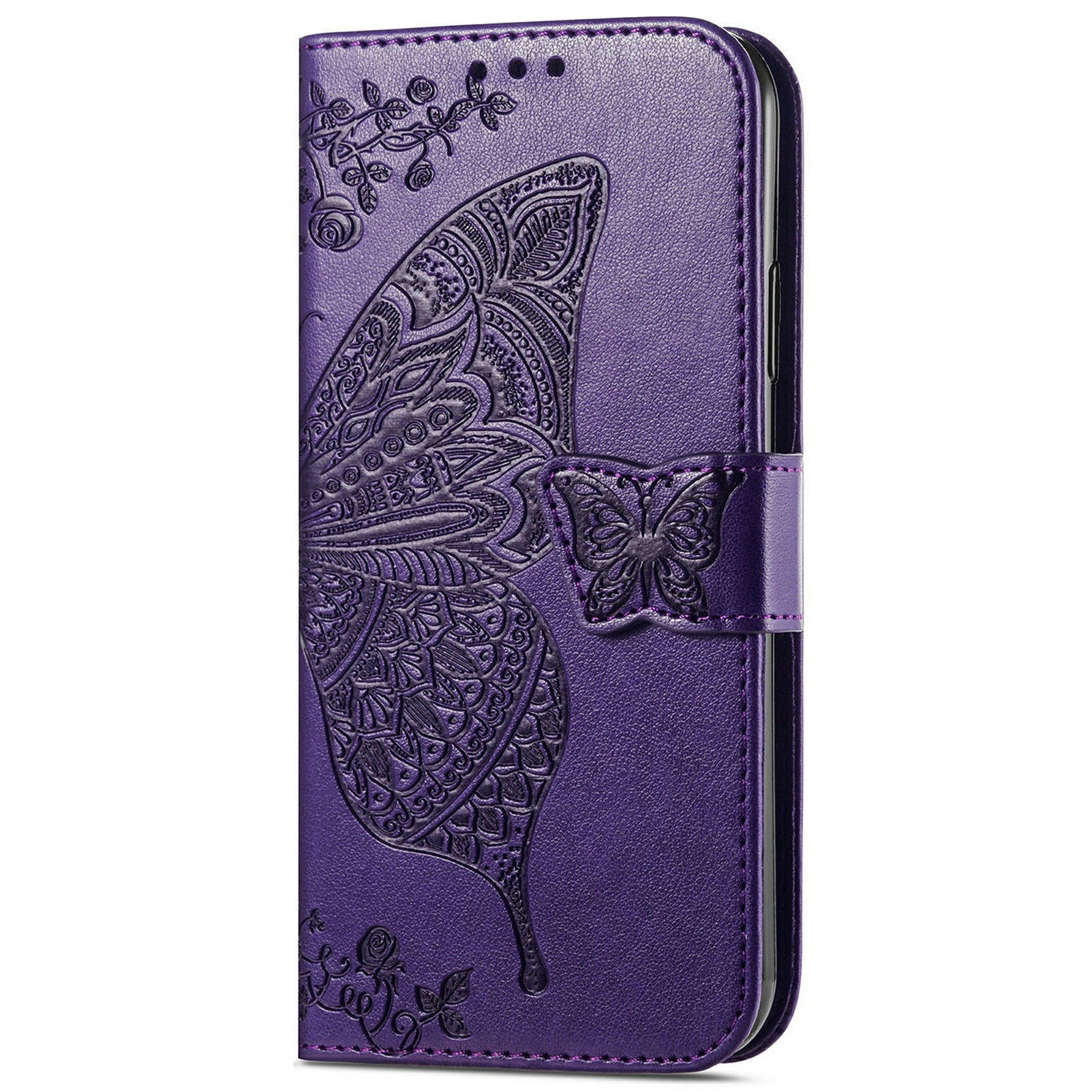 For Oppo F27 5G Case PU Leather Wallet Phone Cover Butterfly Pattern - Dark Purple