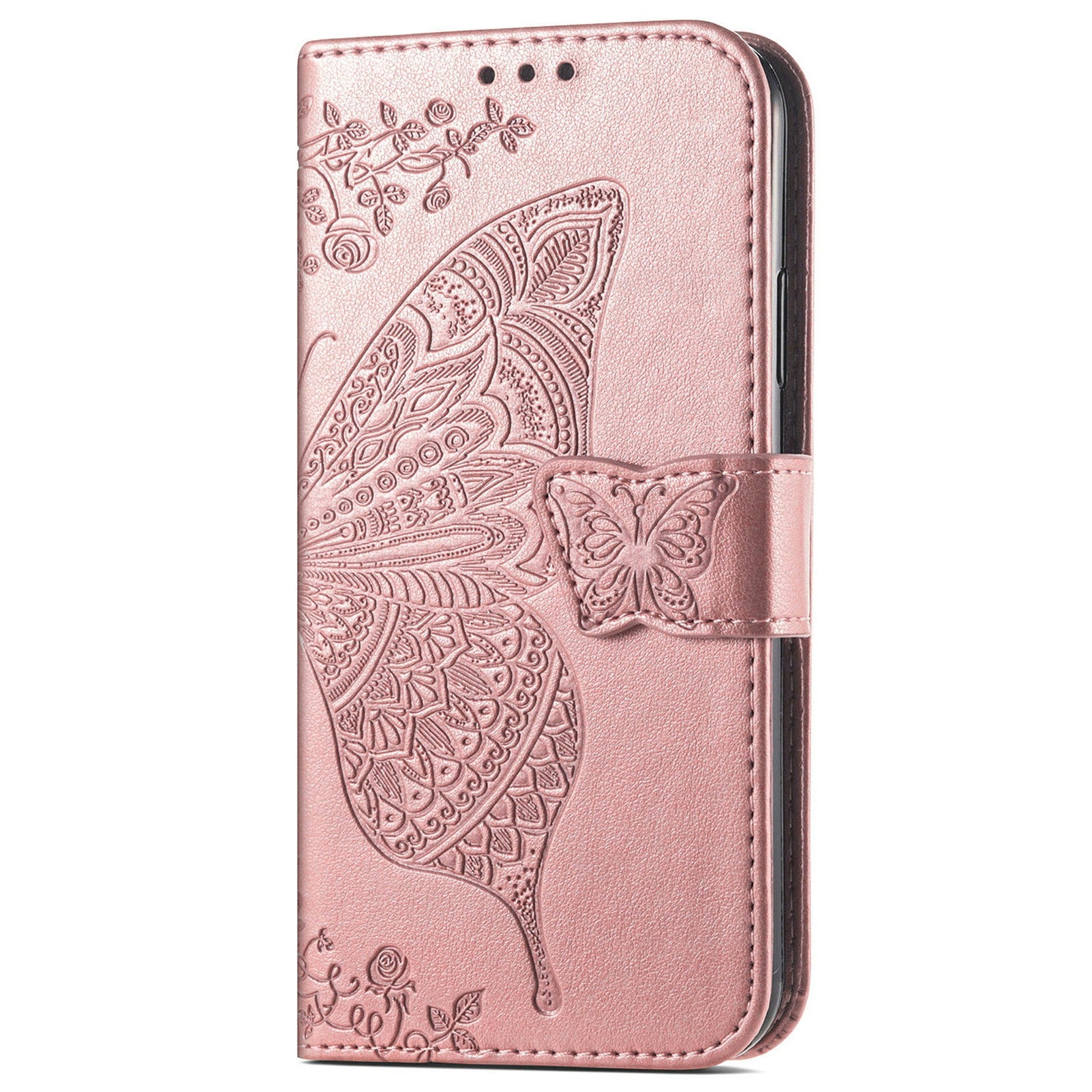 For Oppo F27 5G Case PU Leather Wallet Phone Cover Butterfly Pattern - Rose Gold