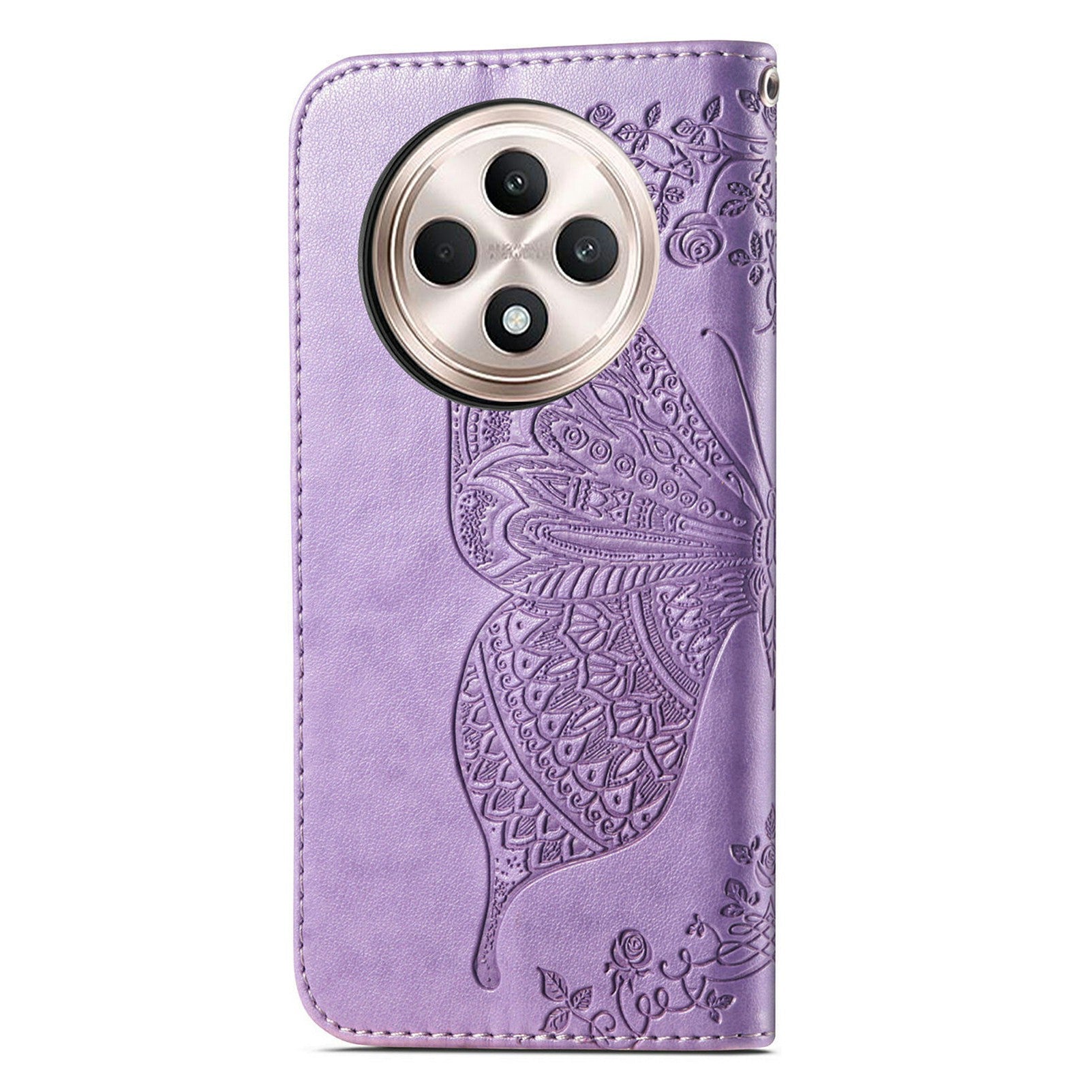 For Oppo F27 5G Case PU Leather Wallet Phone Cover Butterfly Pattern - Light Purple