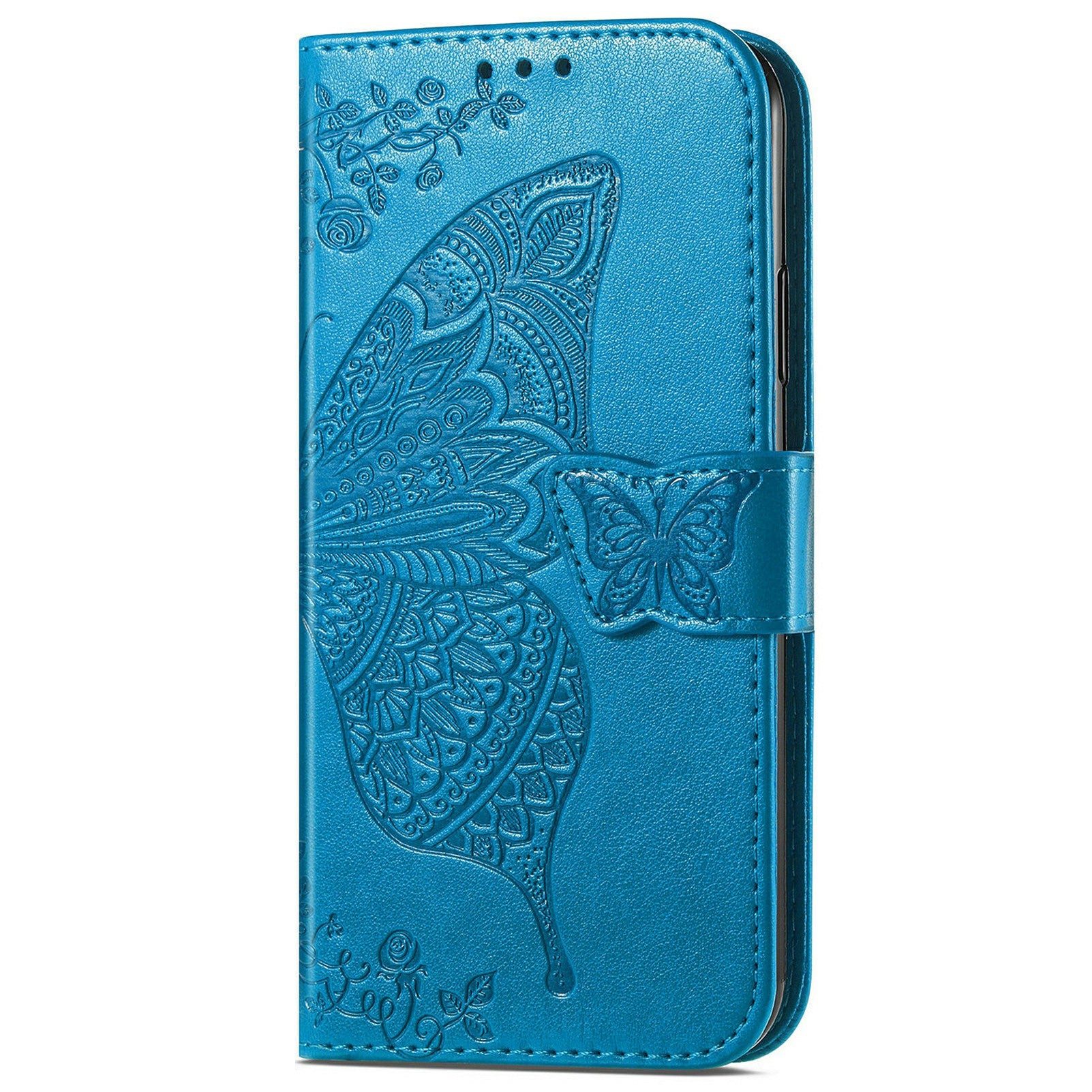 For Oppo F27 5G Case PU Leather Wallet Phone Cover Butterfly Pattern - Blue