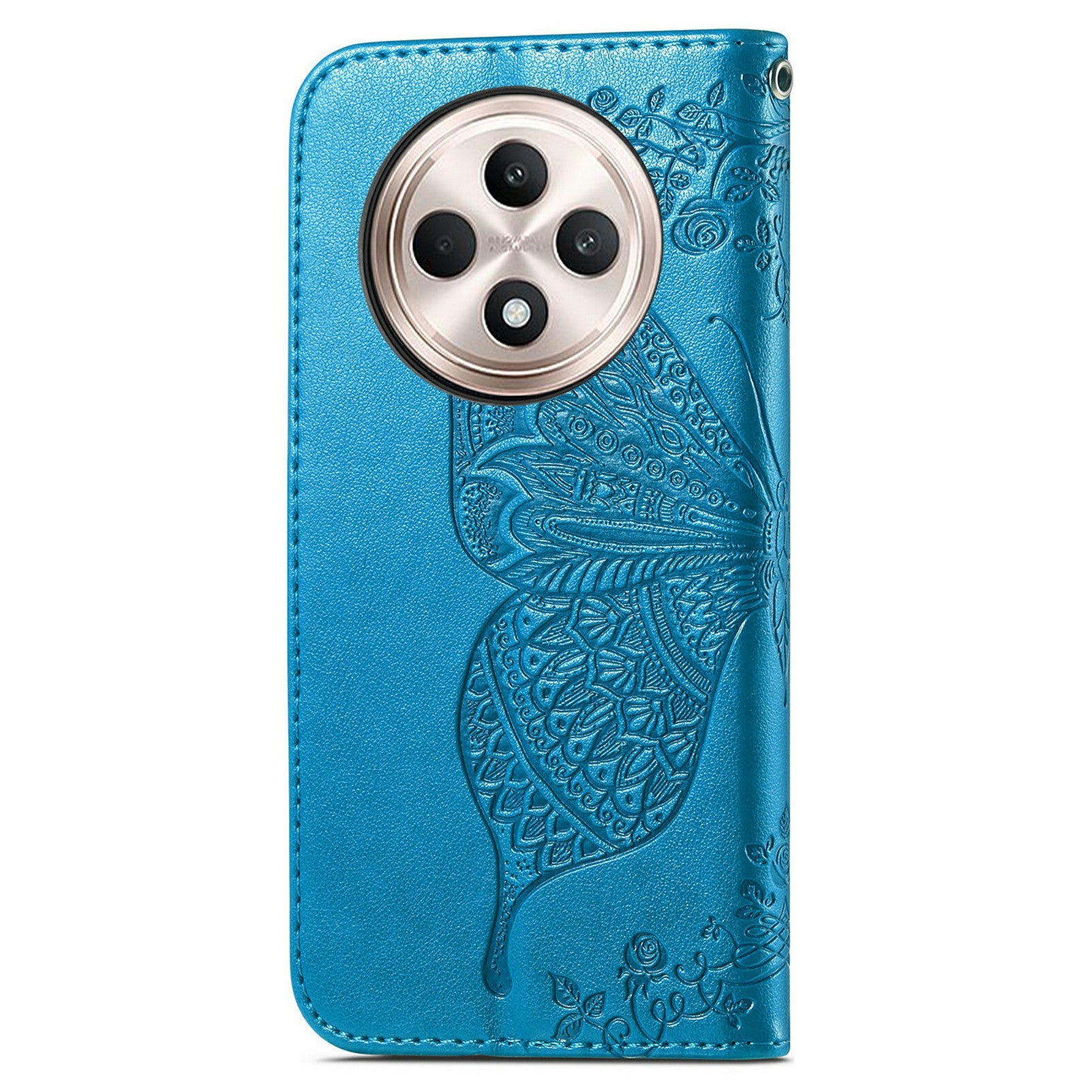 For Oppo F27 5G Case PU Leather Wallet Phone Cover Butterfly Pattern - Blue