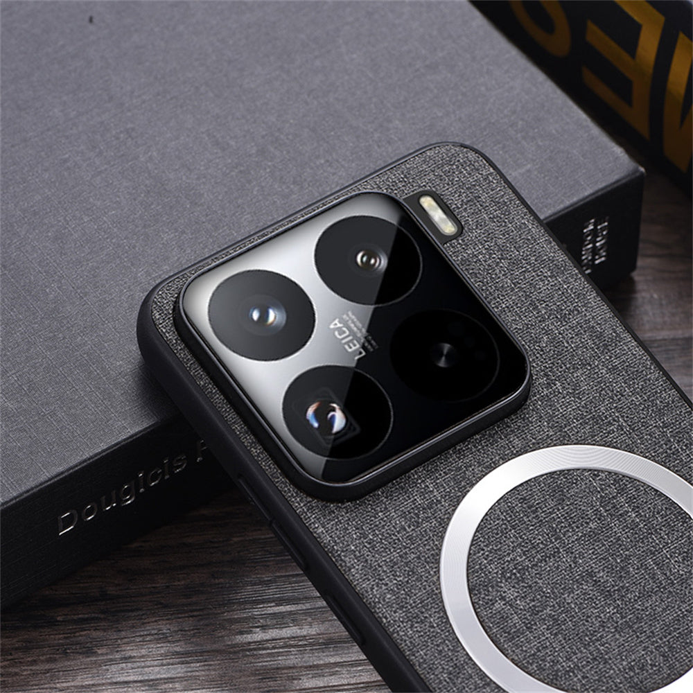 For Xiaomi 15 Case Drop-Proof TPU+Cloth Back Phone Cover Compatible with MagSafe - Grey