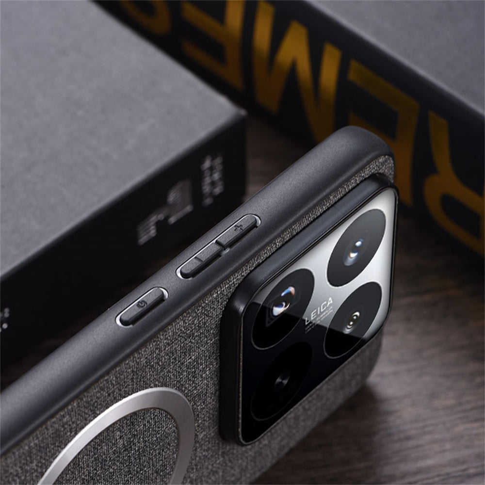 For Xiaomi 15 Case Drop-Proof TPU+Cloth Back Phone Cover Compatible with MagSafe - Grey