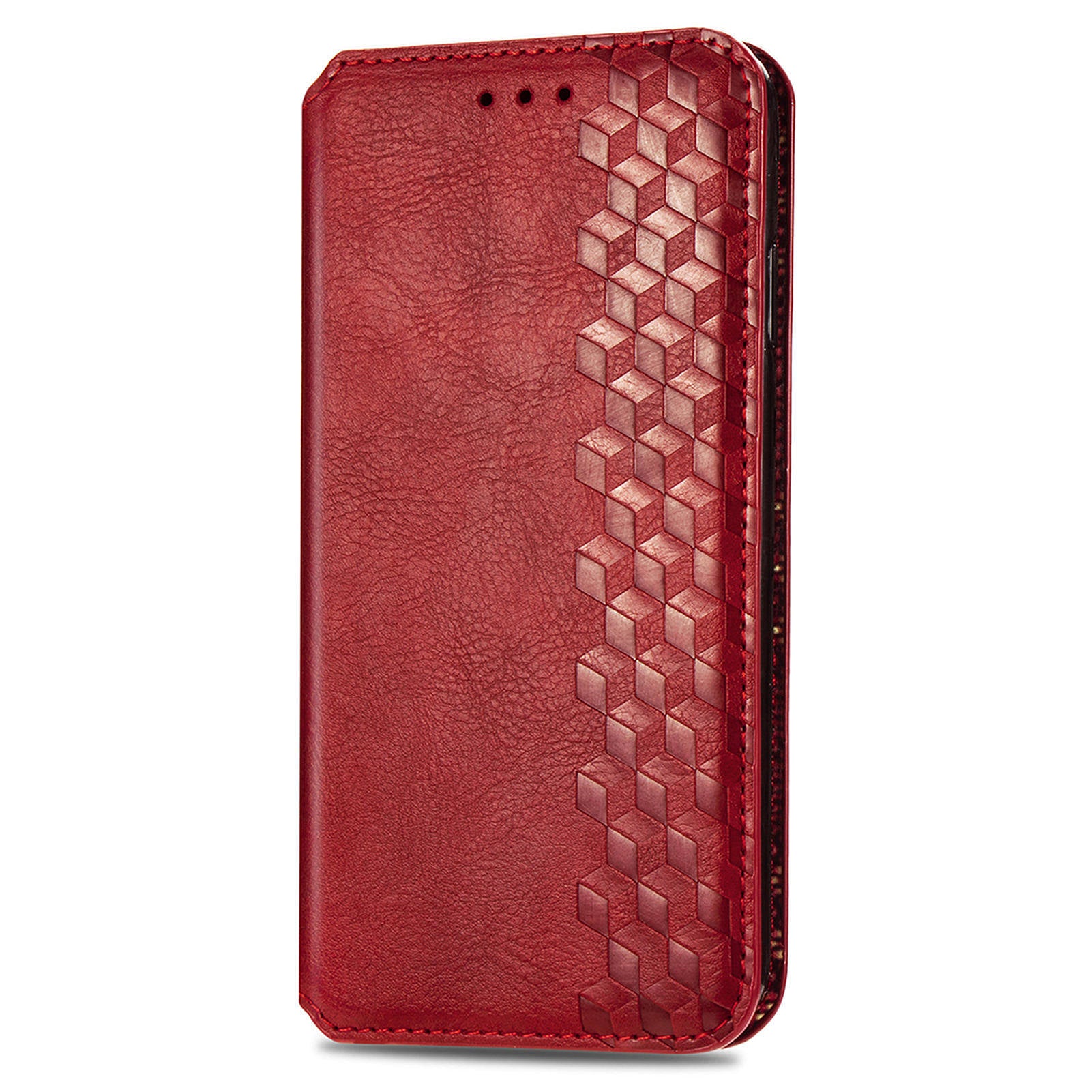 For Oppo F27 5G Case Rhombus Imprint PU Leather Wallet Phone Cover - Red