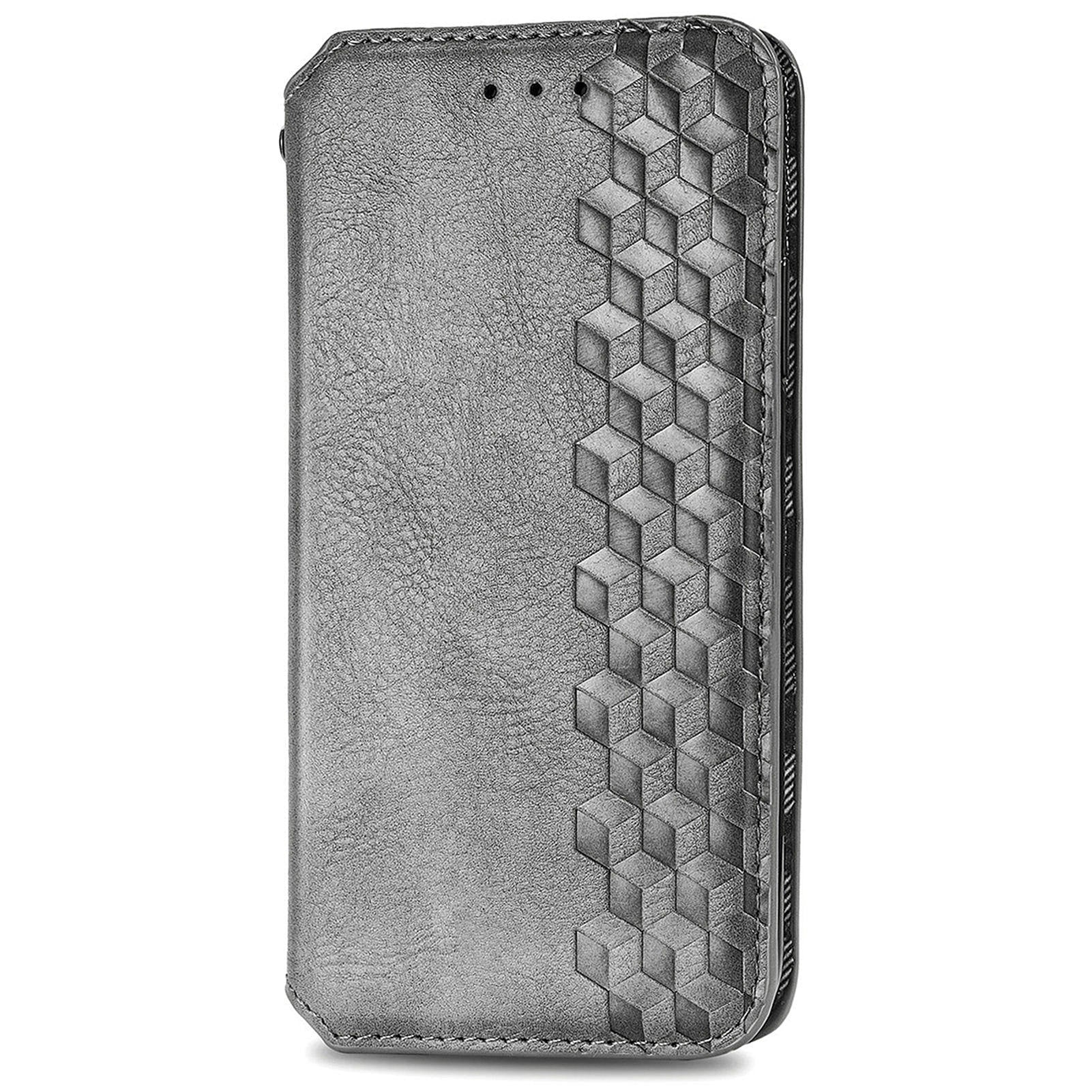 For Oppo F27 5G Case Rhombus Imprint PU Leather Wallet Phone Cover - Grey