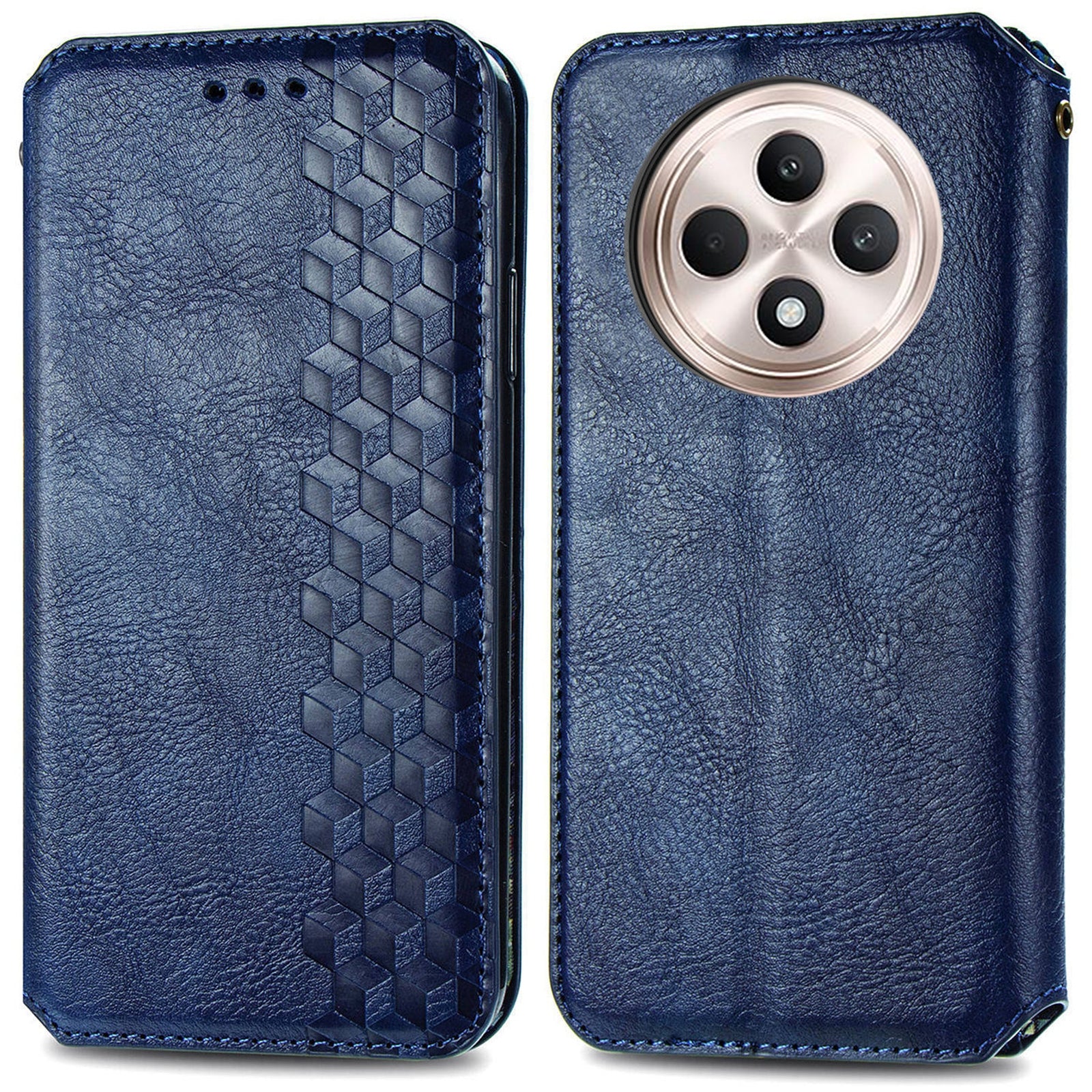 For Oppo F27 5G Case Rhombus Imprint PU Leather Wallet Phone Cover - Blue