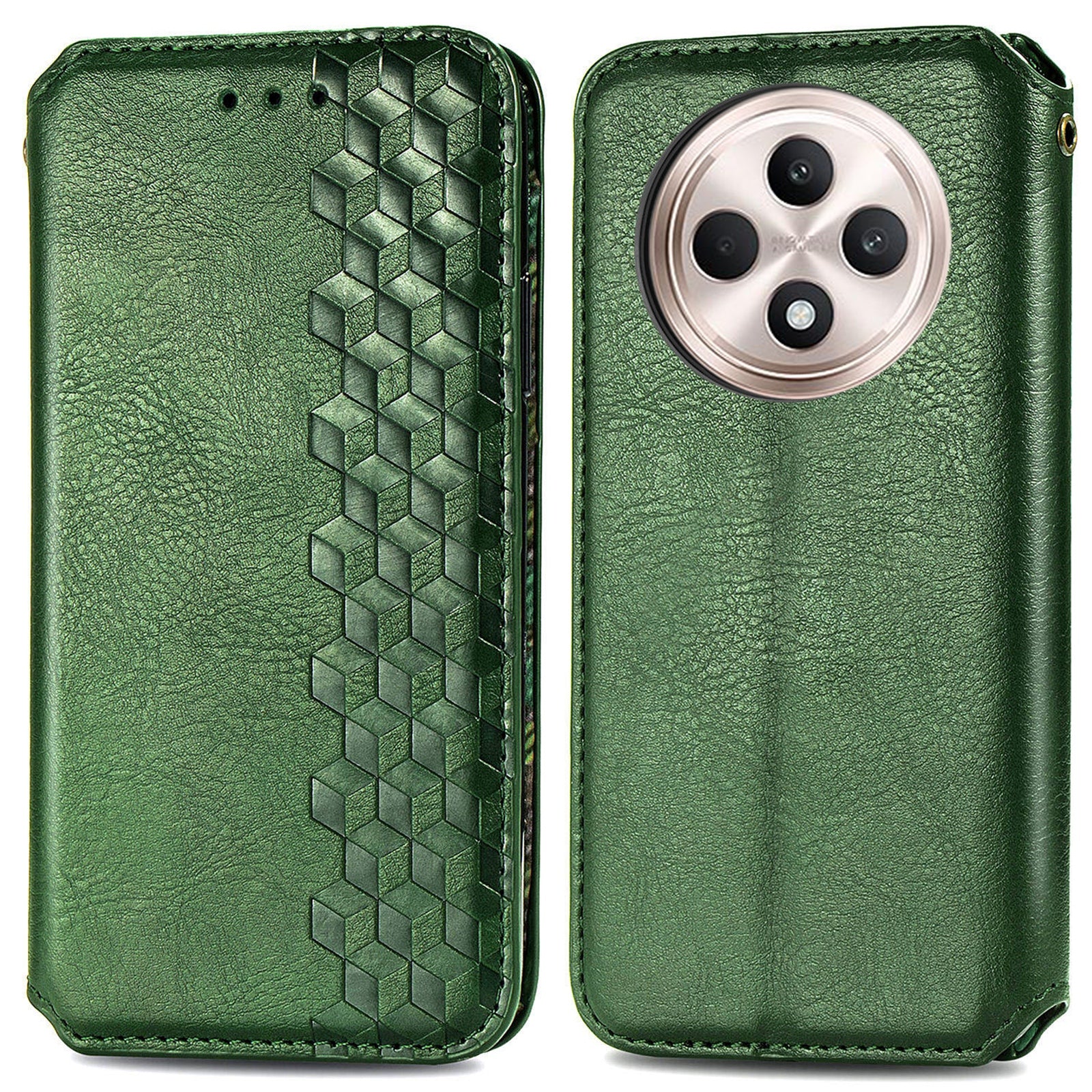 For Oppo F27 5G Case Rhombus Imprint PU Leather Wallet Phone Cover - Green