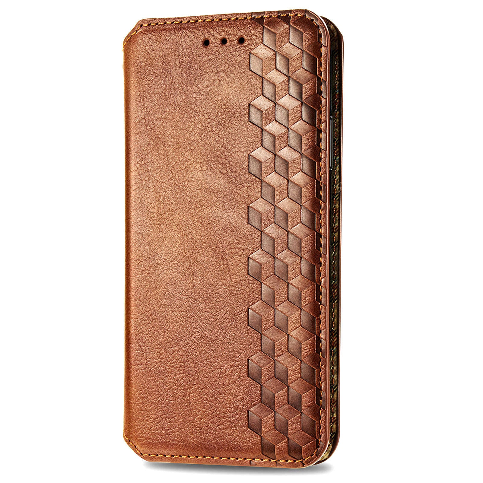 For Oppo F27 5G Case Rhombus Imprint PU Leather Wallet Phone Cover - Brown