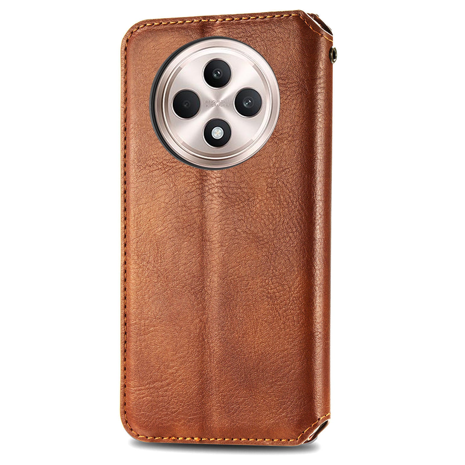 For Oppo F27 5G Case Rhombus Imprint PU Leather Wallet Phone Cover - Brown