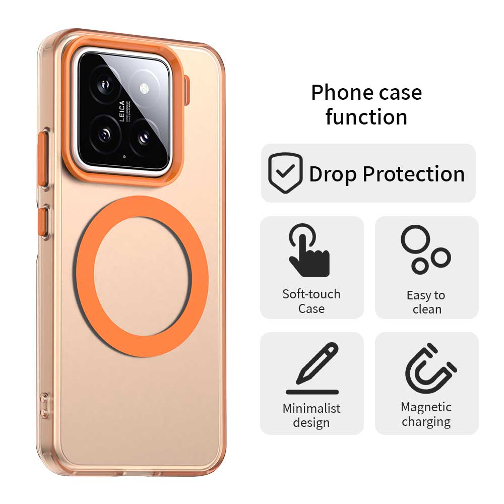 For Xiaomi 15 Case Compatible with MagSafe PC+TPU+PET Anti-Drop Phone Cover - Orange