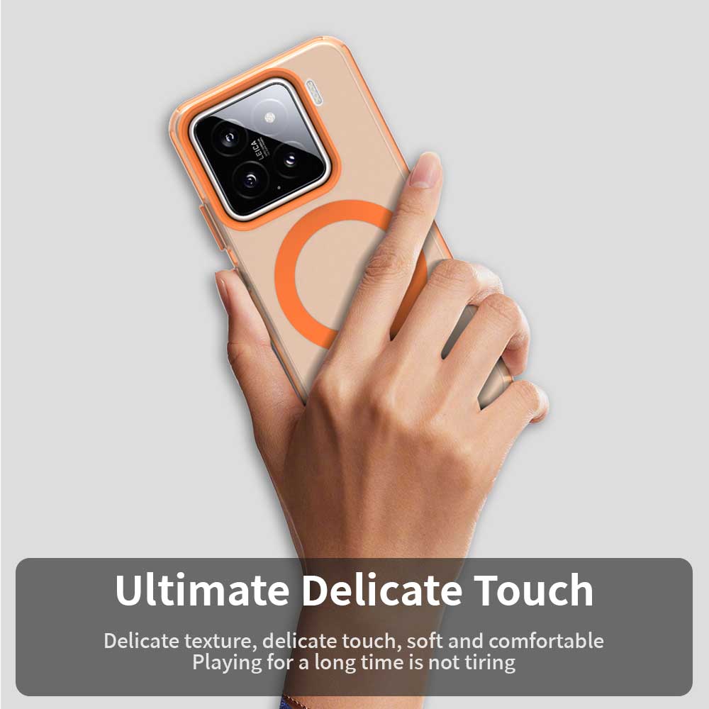 For Xiaomi 15 Case Compatible with MagSafe PC+TPU+PET Anti-Drop Phone Cover - Orange