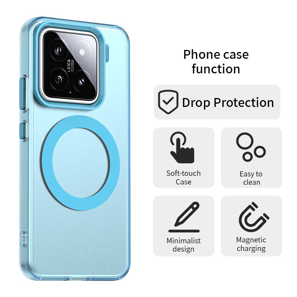 For Xiaomi 15 Case Compatible with MagSafe PC+TPU+PET Anti-Drop Phone Cover - Blue