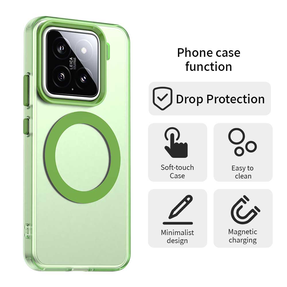 For Xiaomi 15 Case Compatible with MagSafe PC+TPU+PET Anti-Drop Phone Cover - Green