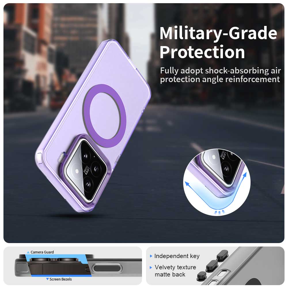 For Xiaomi 15 Case Compatible with MagSafe PC+TPU+PET Anti-Drop Phone Cover - Purple