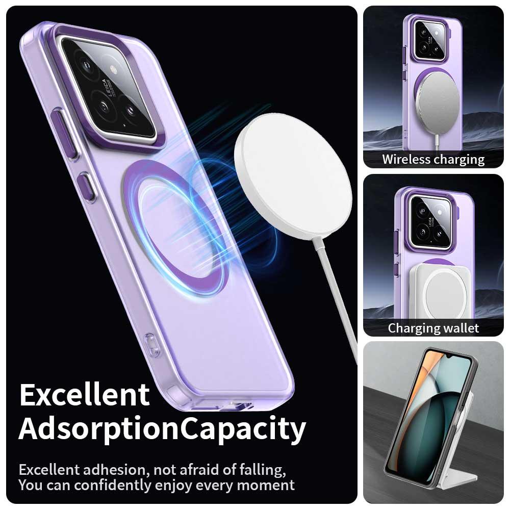 For Xiaomi 15 Case Compatible with MagSafe PC+TPU+PET Anti-Drop Phone Cover - Purple