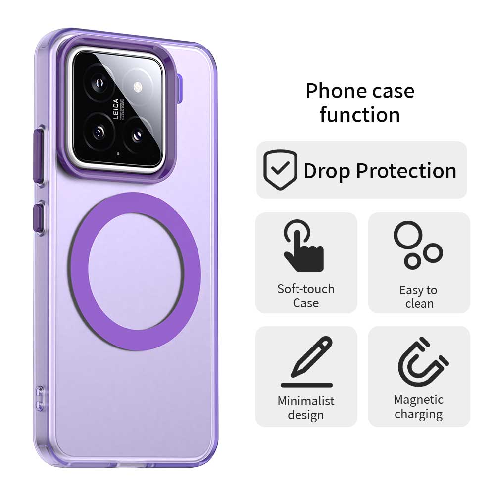 For Xiaomi 15 Case Compatible with MagSafe PC+TPU+PET Anti-Drop Phone Cover - Purple