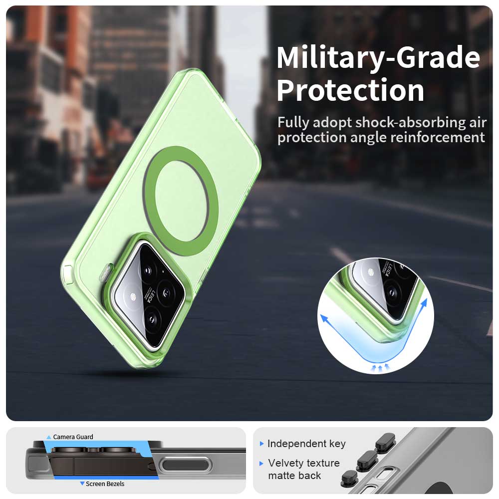 For Xiaomi 15 Pro Case Compatible with MagSafe PC+TPU+PET Anti-Drop Phone Cover - Green