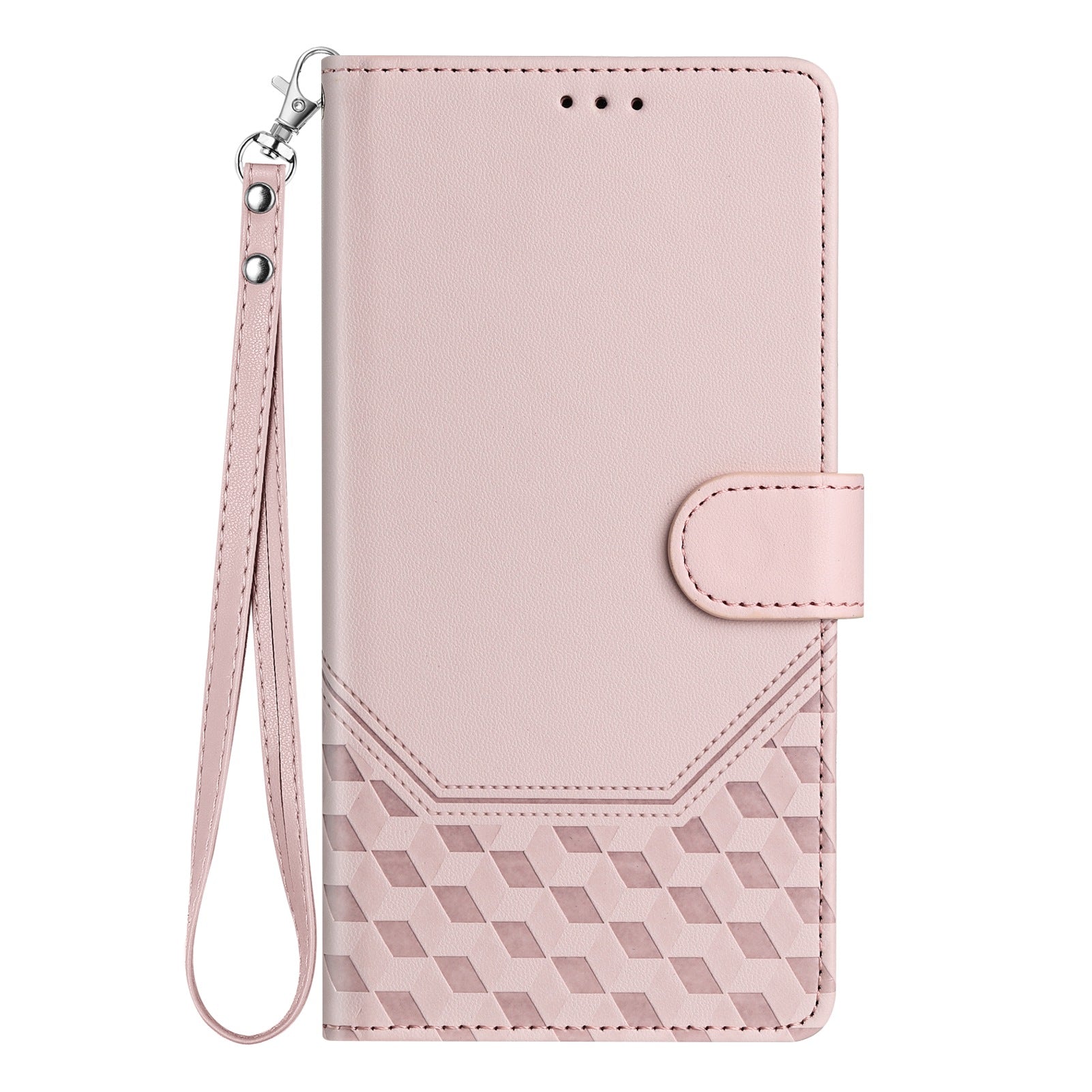 For Xiaomi 15 Case Imprinted Honeycomb RFID Blocking Leather Phone Cover with Strap - Pink