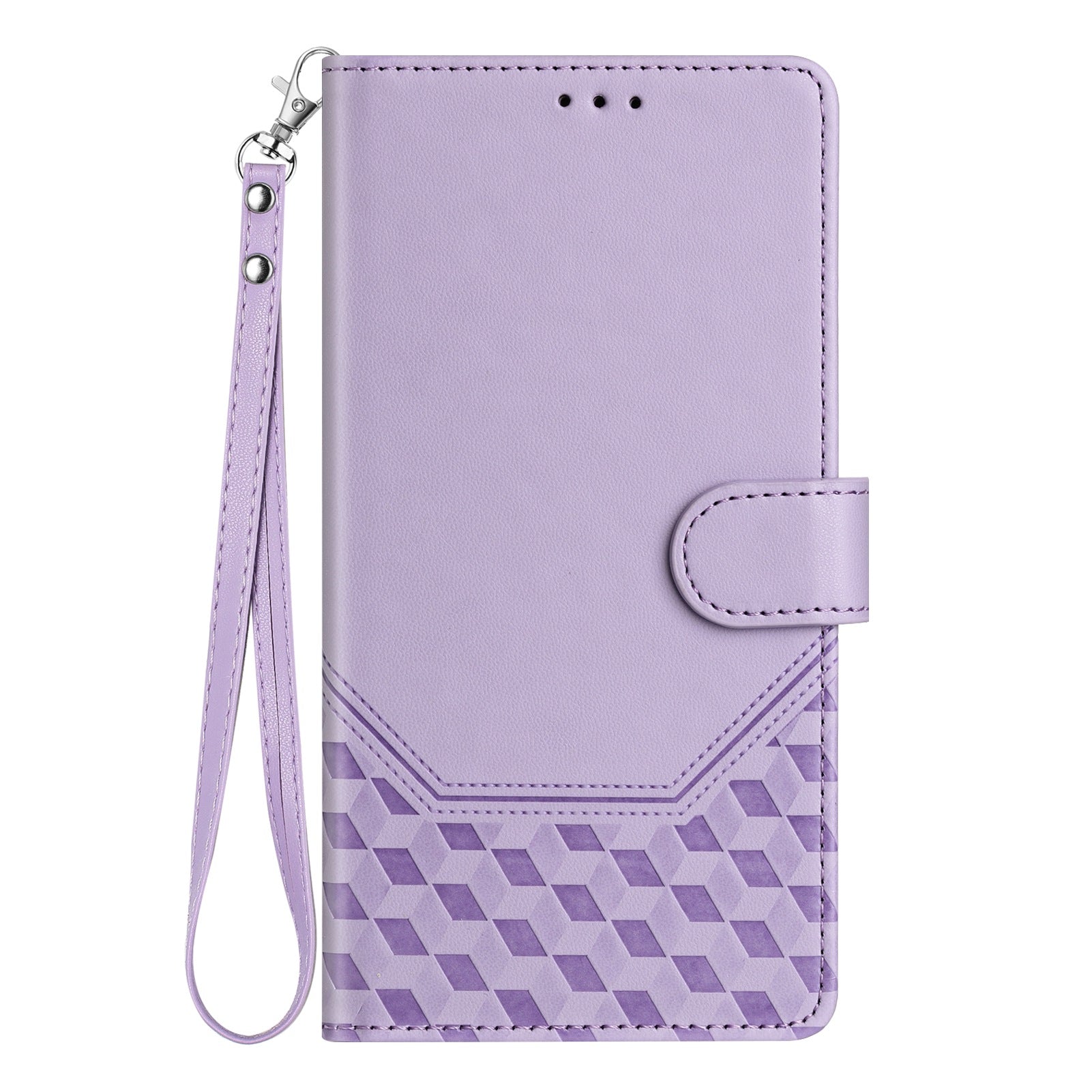 For Xiaomi 15 Case Imprinted Honeycomb RFID Blocking Leather Phone Cover with Strap - Light Purple