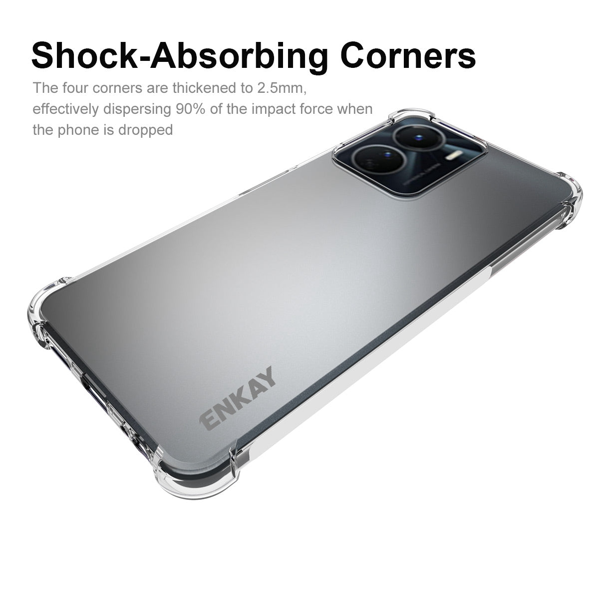 ENKAY HAT PRINCE For vivo Y16 4G Transparent Anti-drop Phone Case Thickened Corners Anti-slip Strip Edge TPU Back Cover