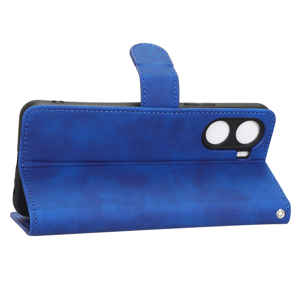 For vivo Y16 4G PU Leather Wallet Phone Case Stand Feature Magnetic Closure Flip Cover - Blue