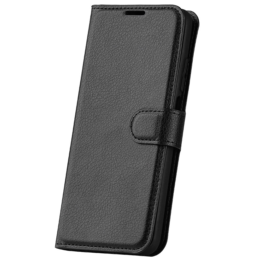 For vivo Y16 4G Litchi Texture PU Leather Wallet Stand Case Magnetic Clasp Folio Flip Protective Cover - Black