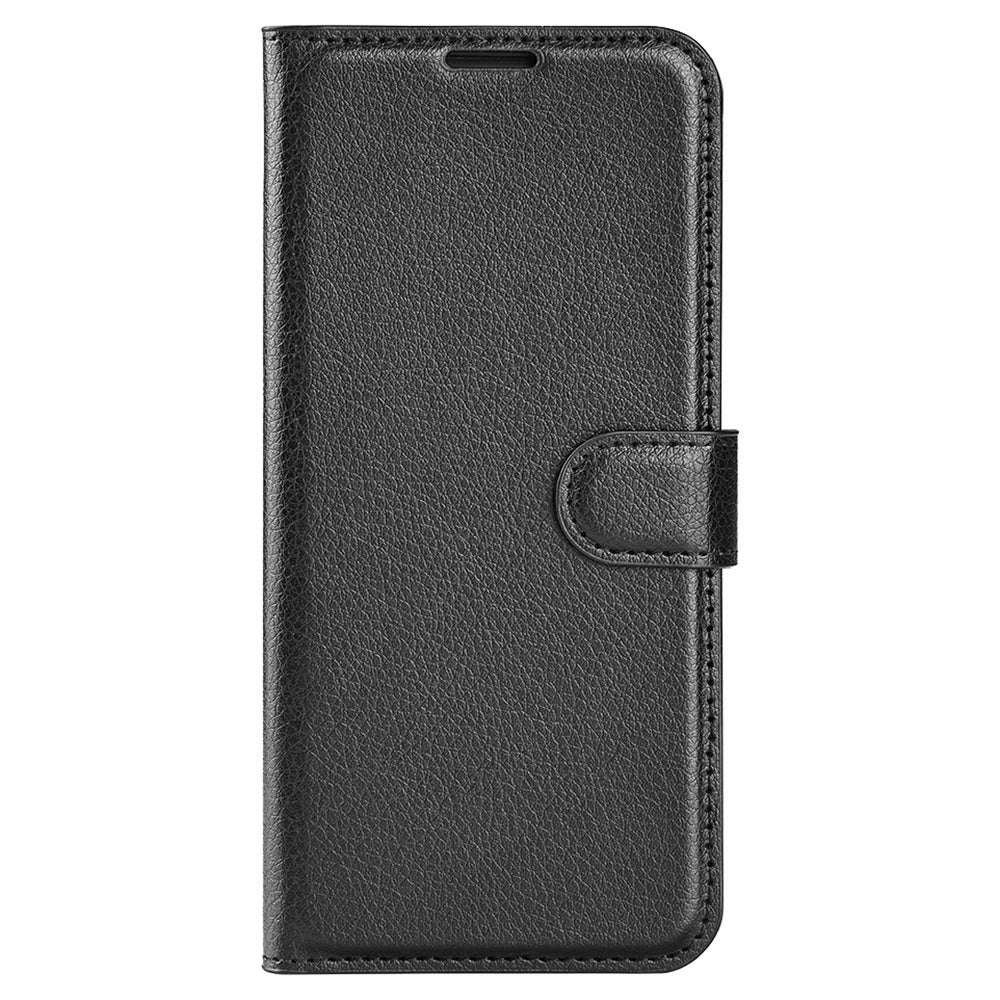 For vivo Y16 4G Litchi Texture PU Leather Wallet Stand Case Magnetic Clasp Folio Flip Protective Cover - Black