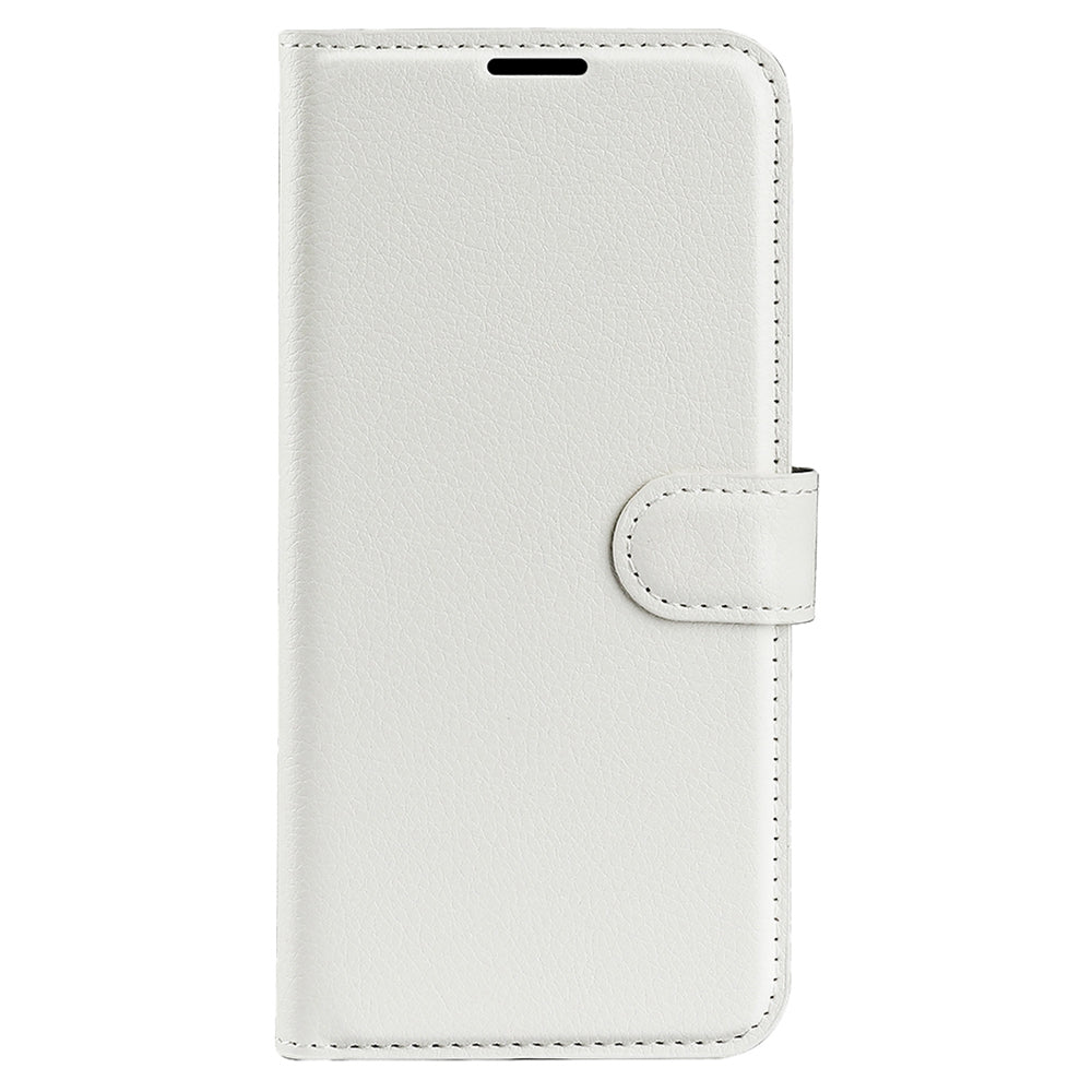 For vivo Y16 4G Litchi Texture PU Leather Wallet Stand Case Magnetic Clasp Folio Flip Protective Cover - White