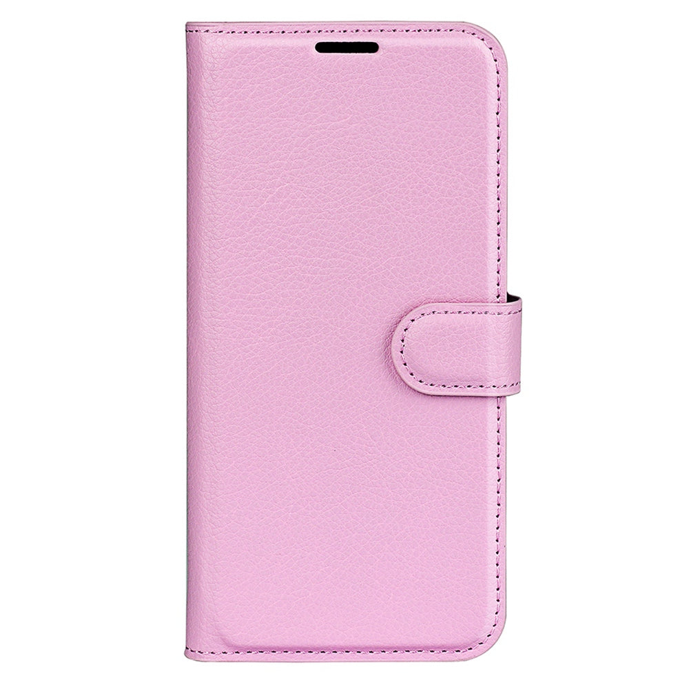 For vivo Y16 4G Litchi Texture PU Leather Wallet Stand Case Magnetic Clasp Folio Flip Protective Cover - Pink