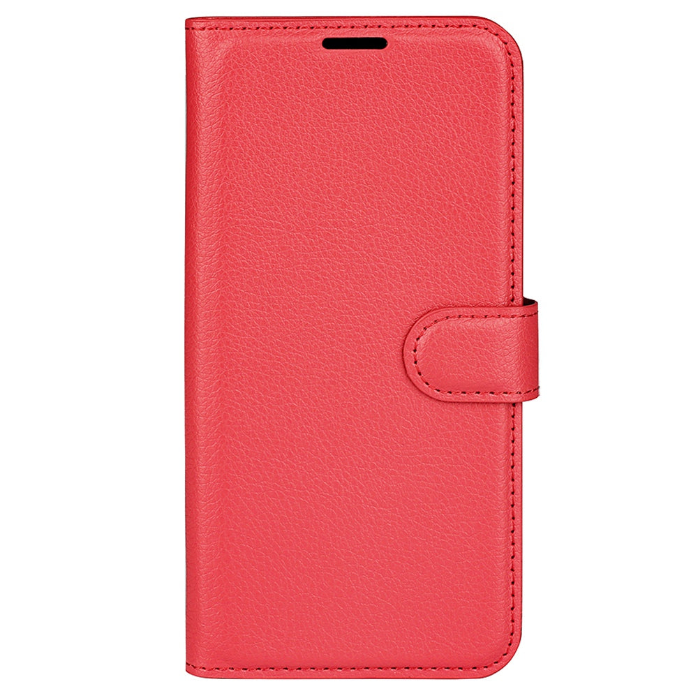 For vivo Y16 4G Litchi Texture PU Leather Wallet Stand Case Magnetic Clasp Folio Flip Protective Cover - Red