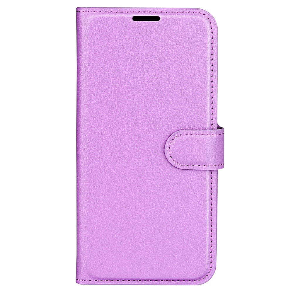 For vivo Y16 4G Litchi Texture PU Leather Wallet Stand Case Magnetic Clasp Folio Flip Protective Cover - Purple