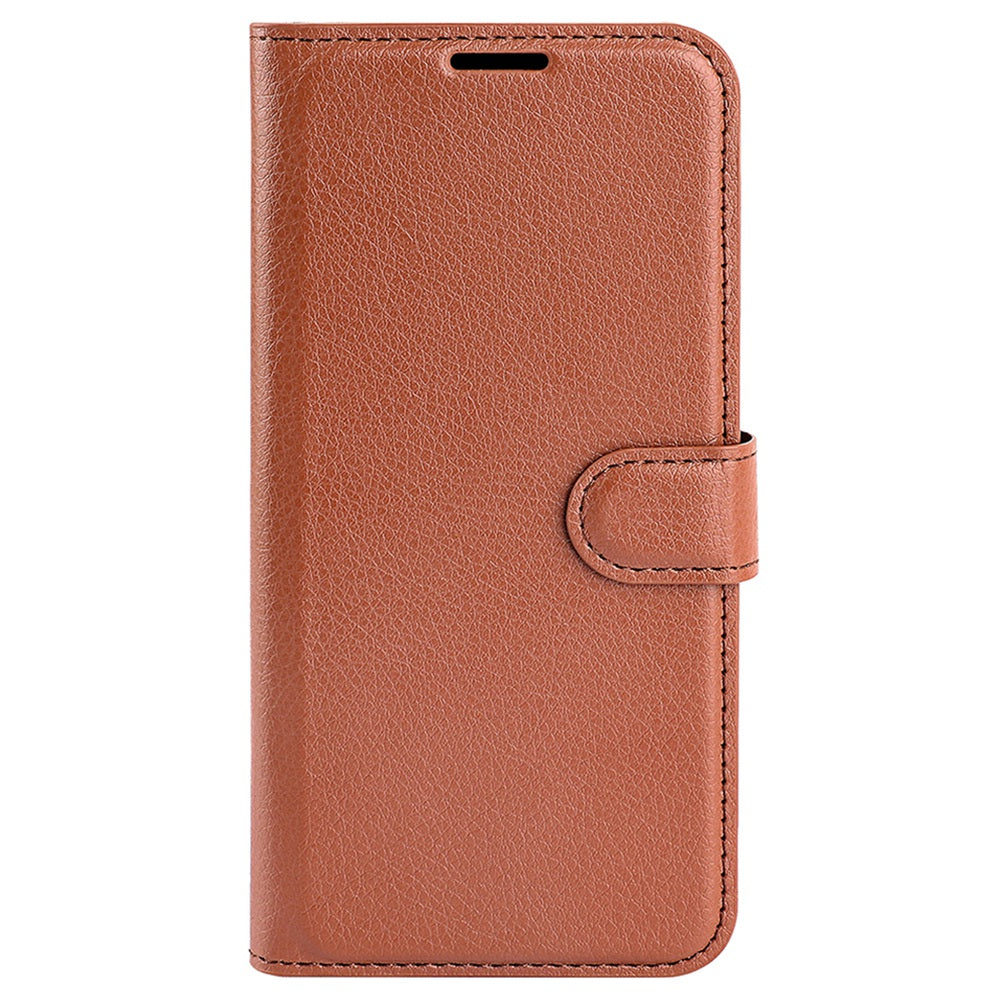 For vivo Y16 4G Litchi Texture PU Leather Wallet Stand Case Magnetic Clasp Folio Flip Protective Cover - Brown