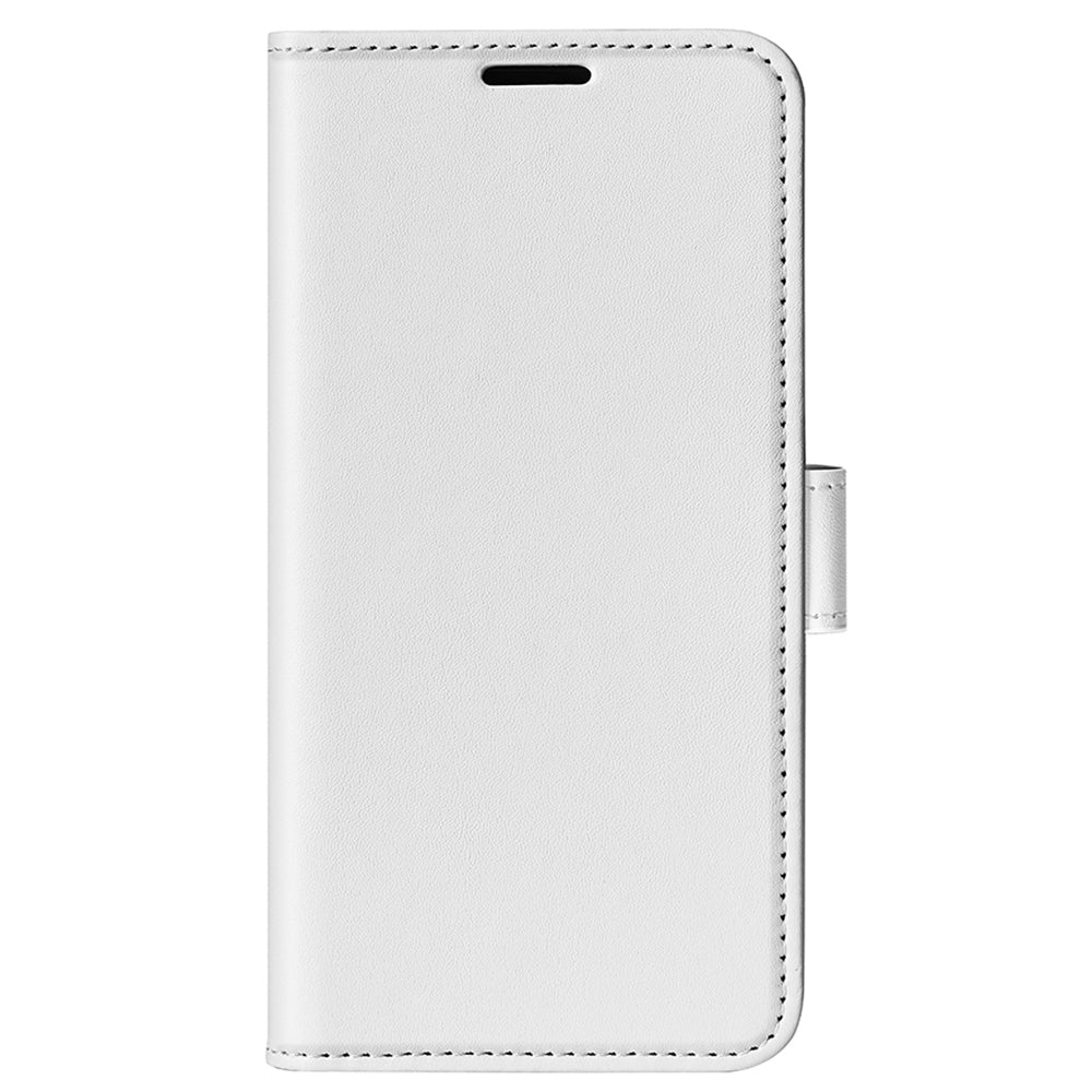 PU Leather Stand Phone Case for vivo Y16 4G, Crazy Horse Texture Folio Flip Foldable Stand Wallet Cover - White