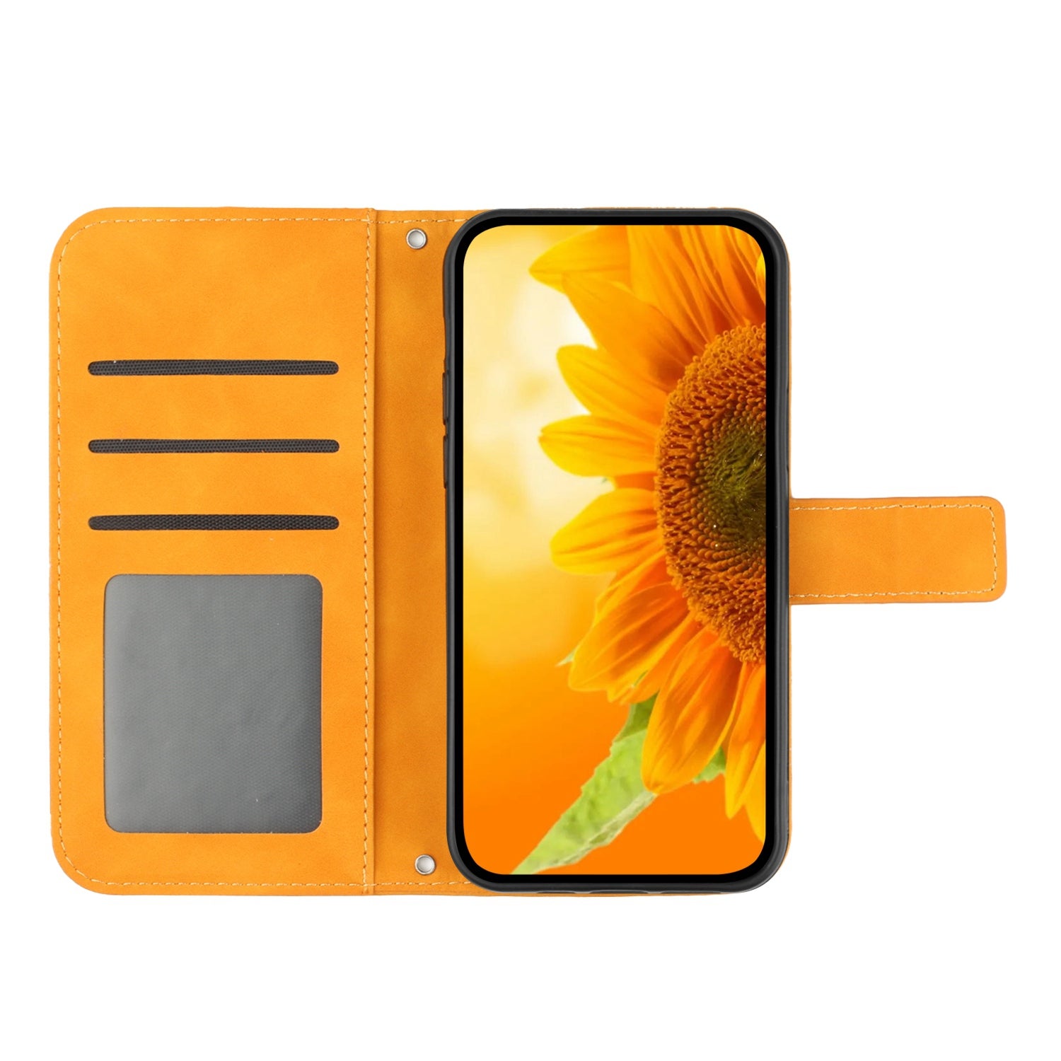 For Samsung Galaxy S20 4G / 5G HT04 Phone Case, Fully Wrapped Skin-Touch PU Leather Imprinted Sunflower Stand Wallet Cover with Hand Strap - Yellow