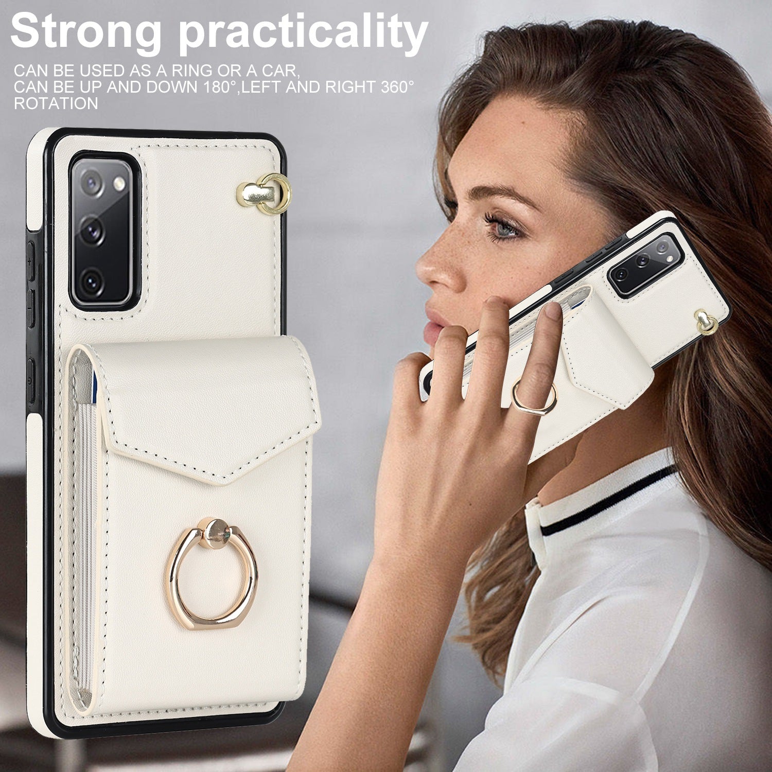 For Samsung Galaxy S20 FE 5G / S20 FE / S20 FE 2022 / S20 Lite Accordion Style PU Leather+TPU Kickstand Case RFID Blocking Multiple Card Slots Phone Cover - Beige