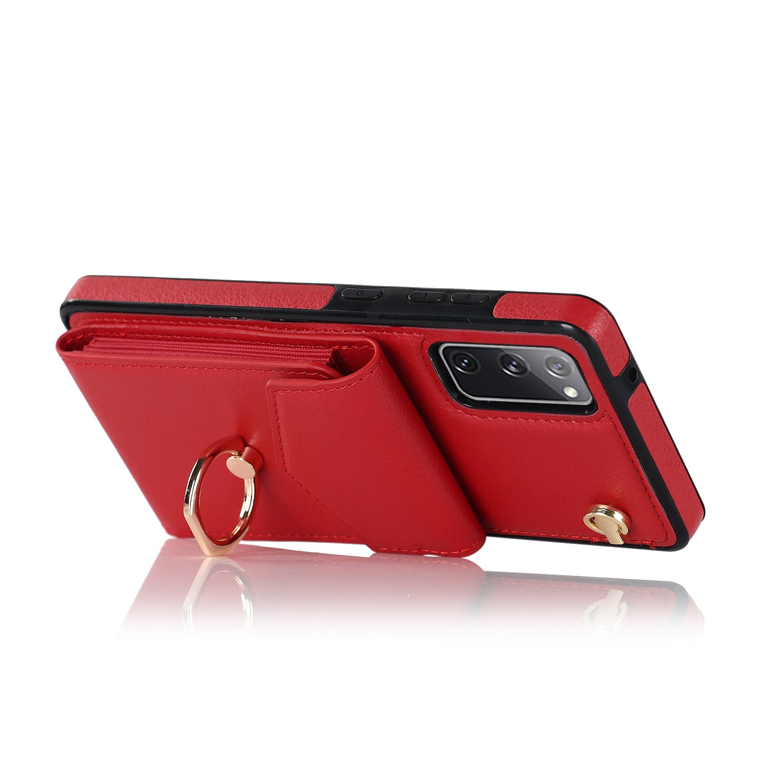 For Samsung Galaxy S20 FE 5G / S20 FE / S20 FE 2022 / S20 Lite Accordion Style PU Leather+TPU Kickstand Case RFID Blocking Multiple Card Slots Phone Cover - Red