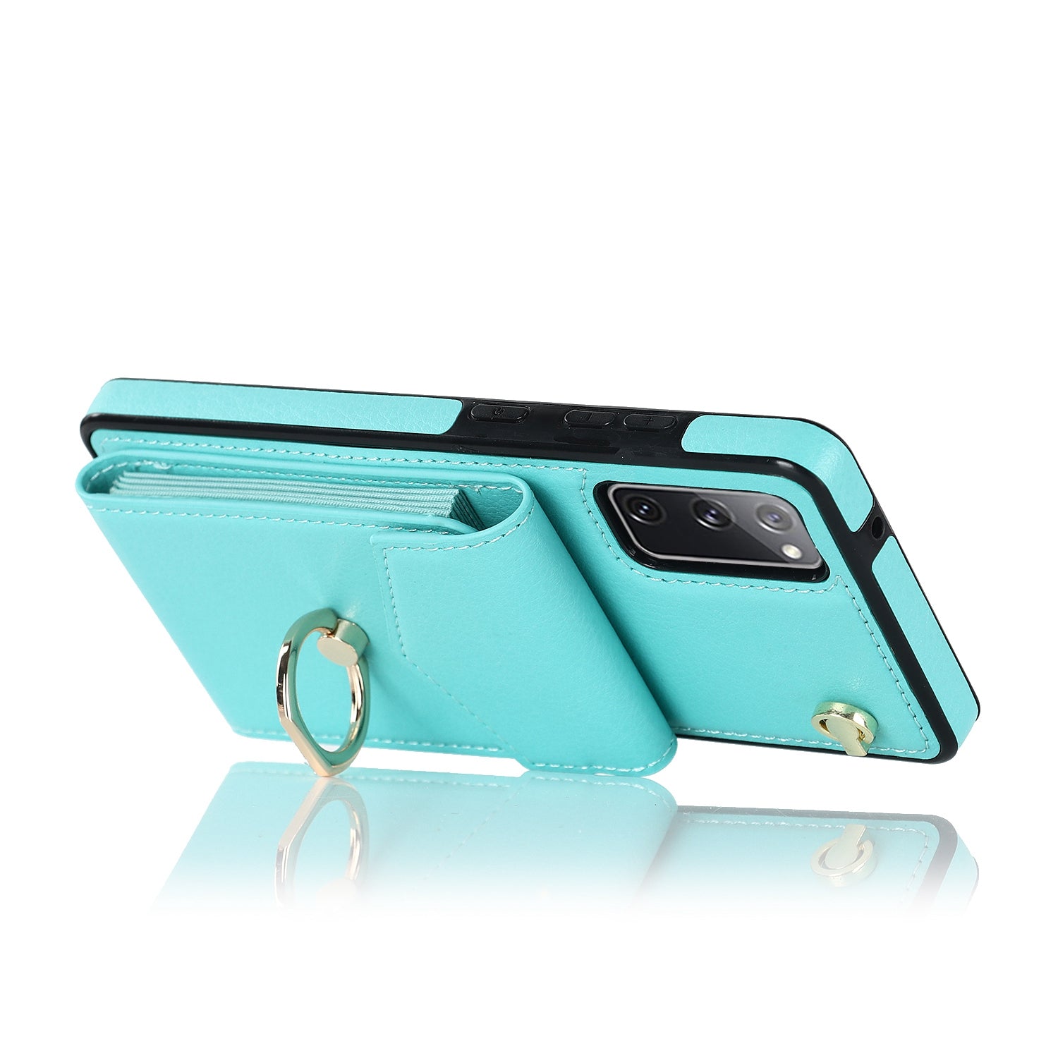 For Samsung Galaxy S20 FE 5G / S20 FE / S20 FE 2022 / S20 Lite Accordion Style PU Leather+TPU Kickstand Case RFID Blocking Multiple Card Slots Phone Cover - Mint Green