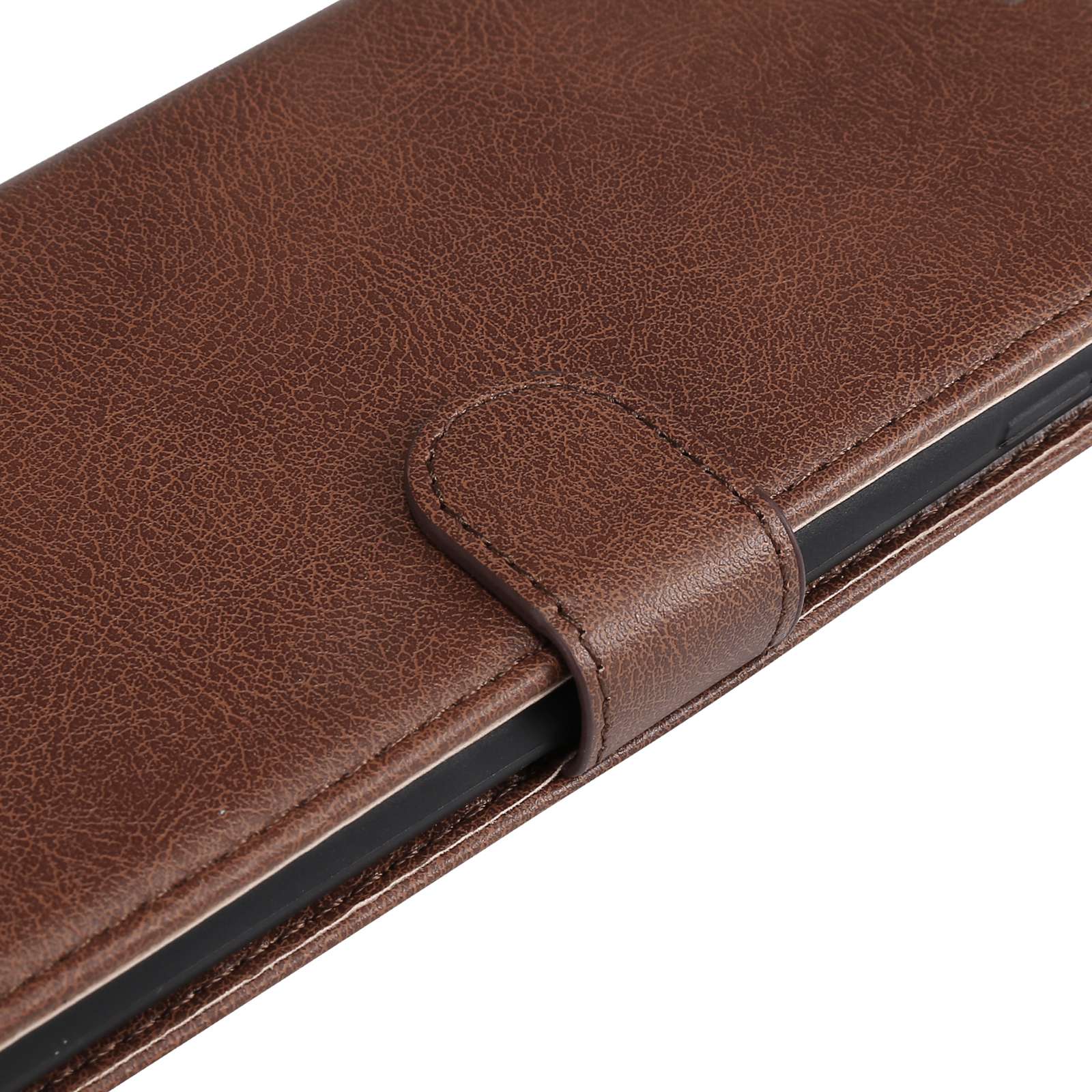 KT Leather Series-2 for vivo Y16 4G / Y02s 4G PU Leather Flip Wallet Case Solid Color Magnetic Closure Stand Shockproof Cover with Strap - Brown