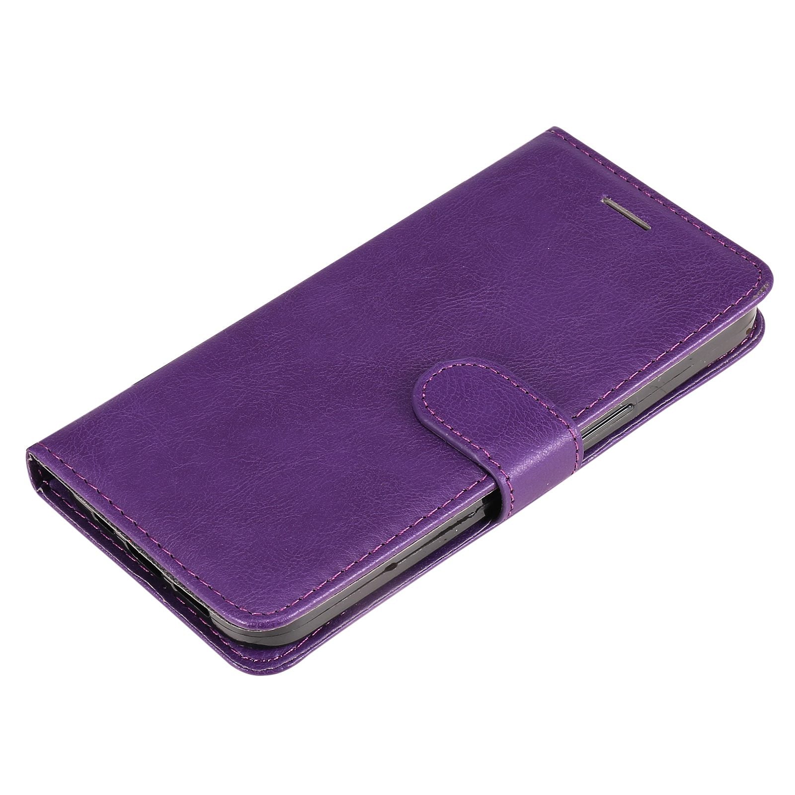 KT Leather Series-2 for vivo Y16 4G / Y02s 4G PU Leather Flip Wallet Case Solid Color Magnetic Closure Stand Shockproof Cover with Strap - Purple