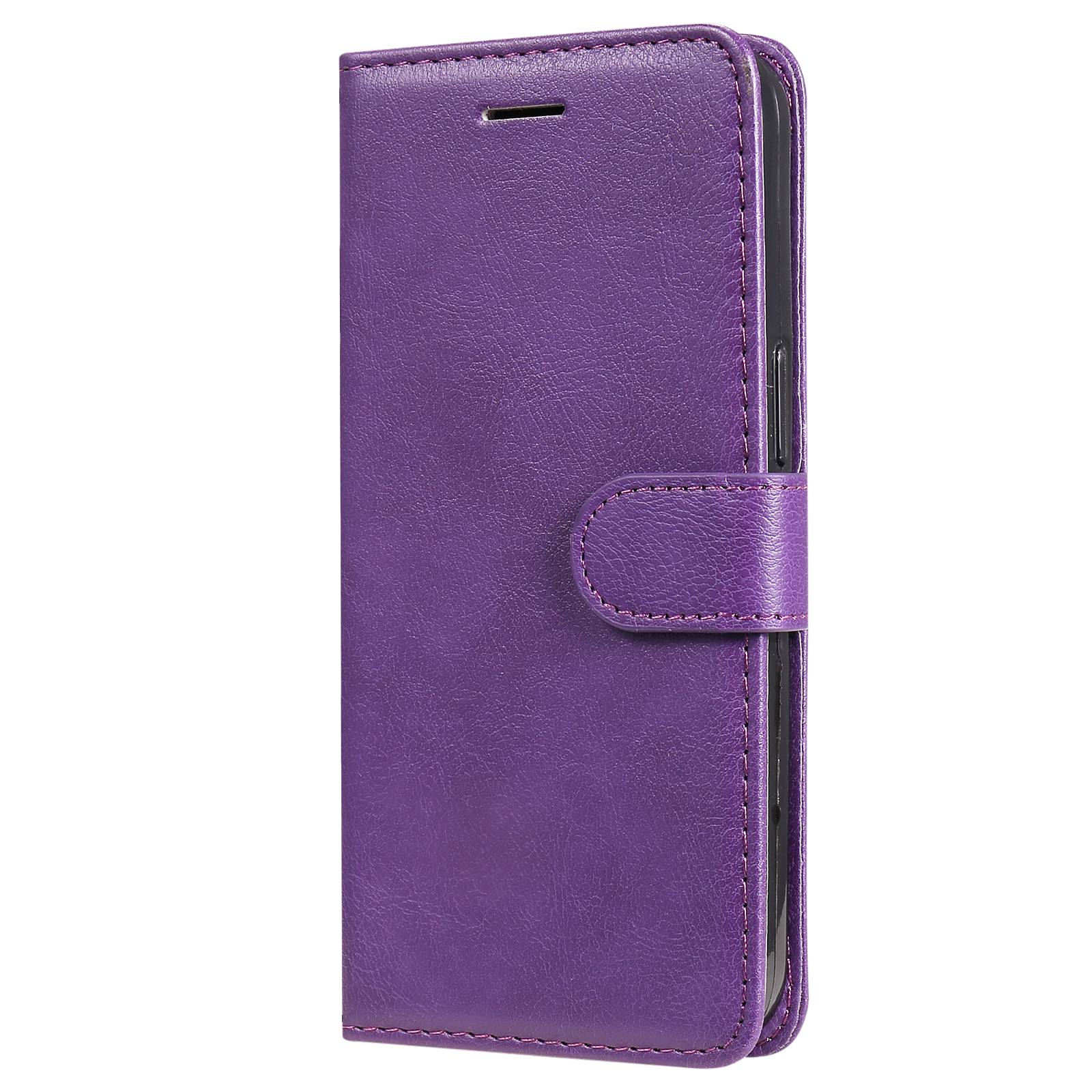 KT Leather Series-2 for vivo Y16 4G / Y02s 4G PU Leather Flip Wallet Case Solid Color Magnetic Closure Stand Shockproof Cover with Strap - Purple