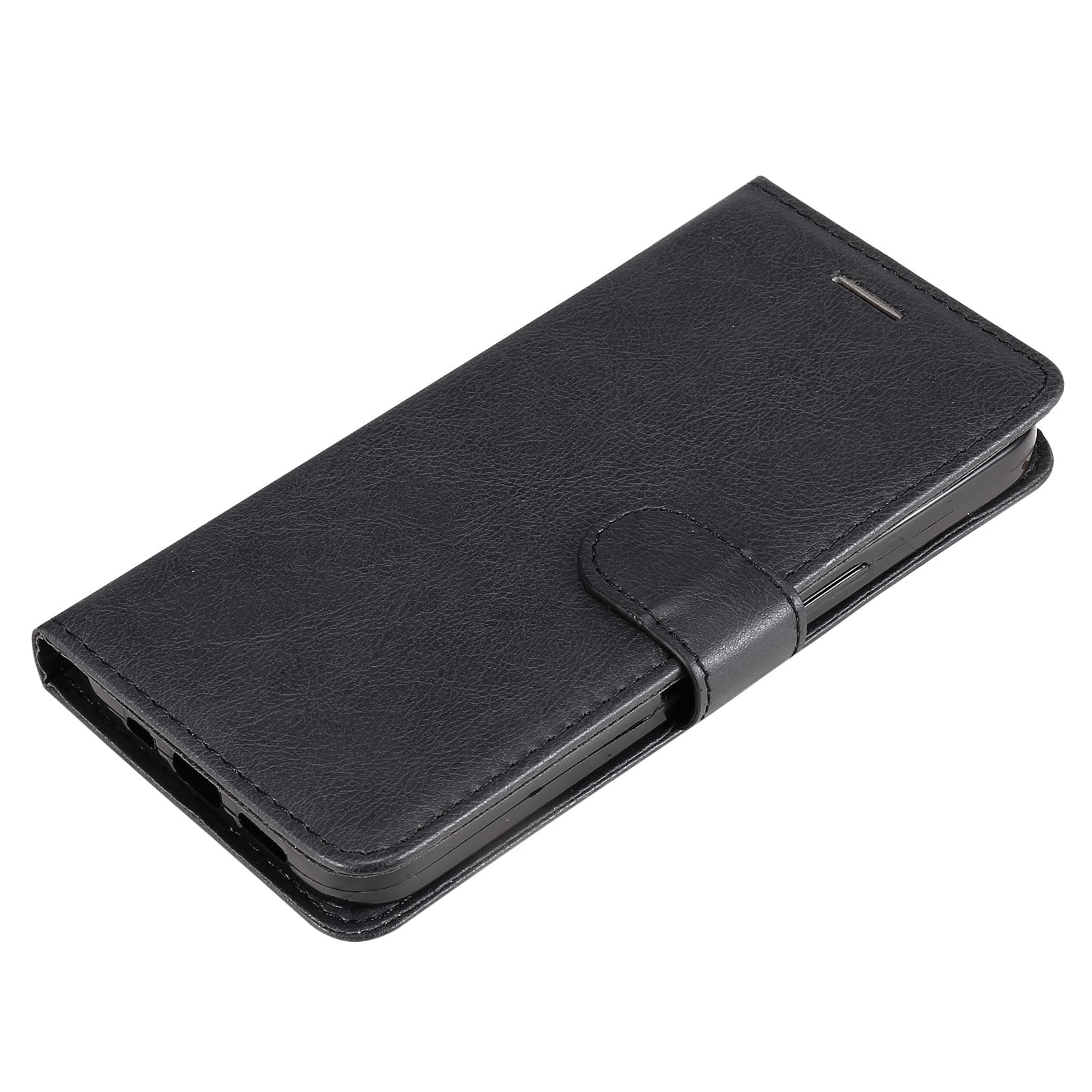 KT Leather Series-2 for vivo Y16 4G / Y02s 4G PU Leather Flip Wallet Case Solid Color Magnetic Closure Stand Shockproof Cover with Strap - Black