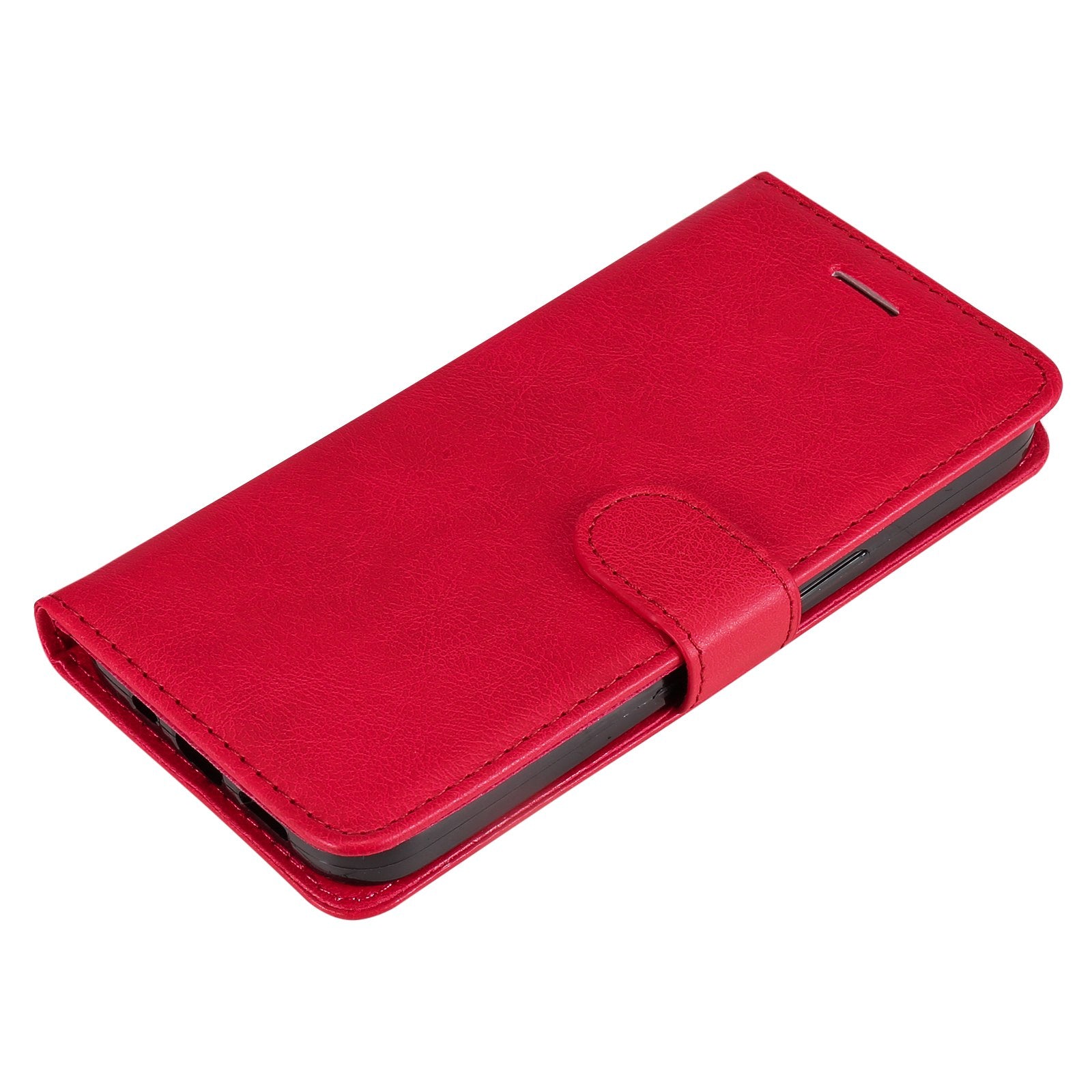 KT Leather Series-2 for vivo Y16 4G / Y02s 4G PU Leather Flip Wallet Case Solid Color Magnetic Closure Stand Shockproof Cover with Strap - Red