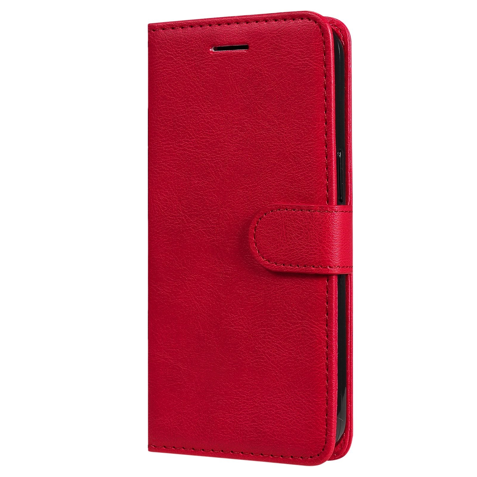 KT Leather Series-2 for vivo Y16 4G / Y02s 4G PU Leather Flip Wallet Case Solid Color Magnetic Closure Stand Shockproof Cover with Strap - Red