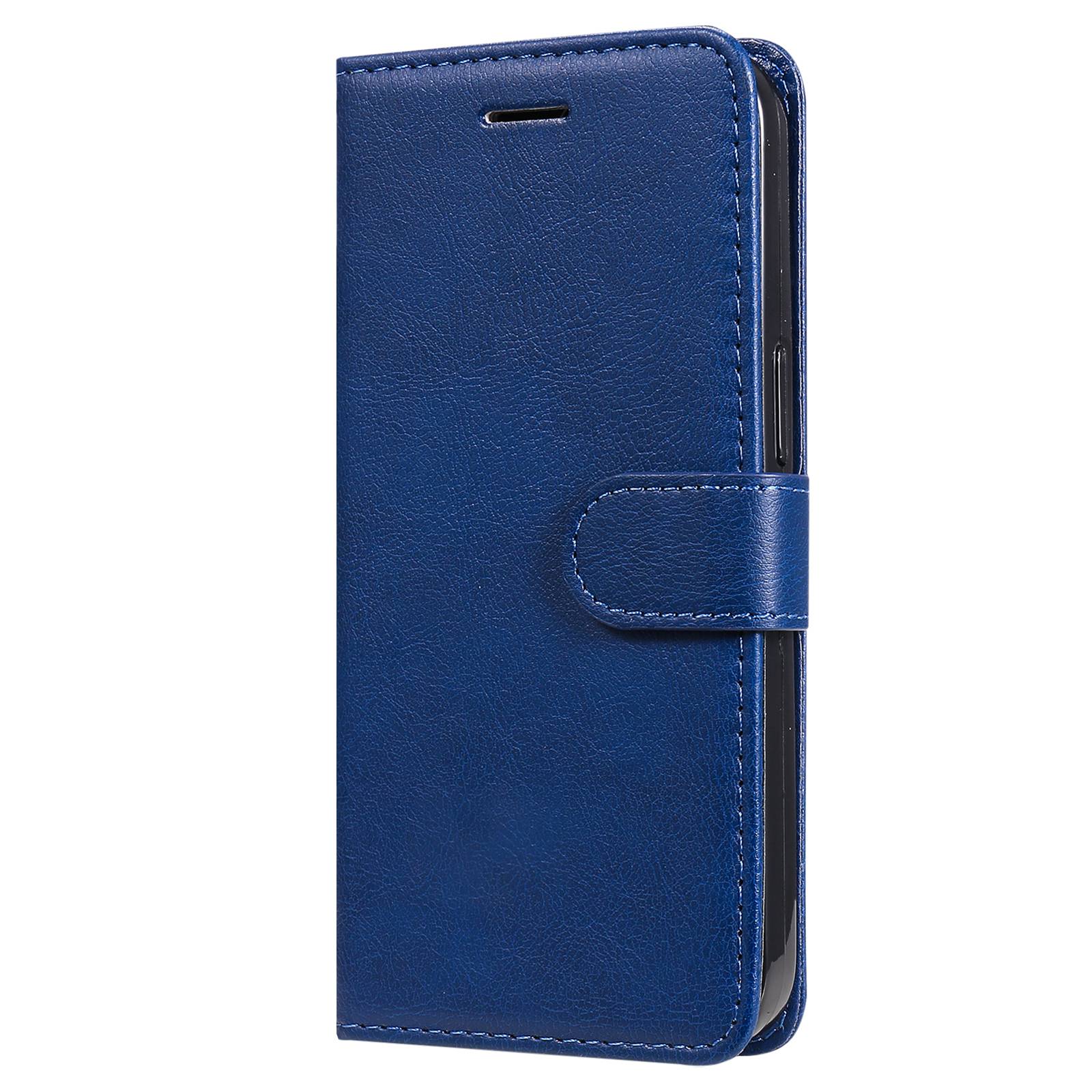 KT Leather Series-2 for vivo Y16 4G / Y02s 4G PU Leather Flip Wallet Case Solid Color Magnetic Closure Stand Shockproof Cover with Strap - Blue