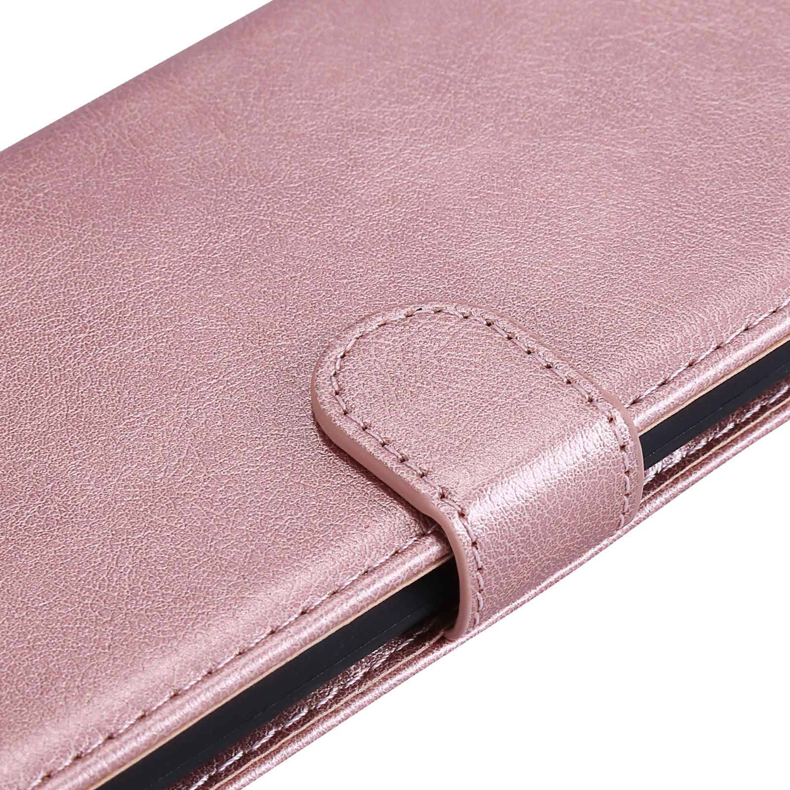 KT Leather Series-2 for vivo Y16 4G / Y02s 4G PU Leather Flip Wallet Case Solid Color Magnetic Closure Stand Shockproof Cover with Strap - Rose Gold