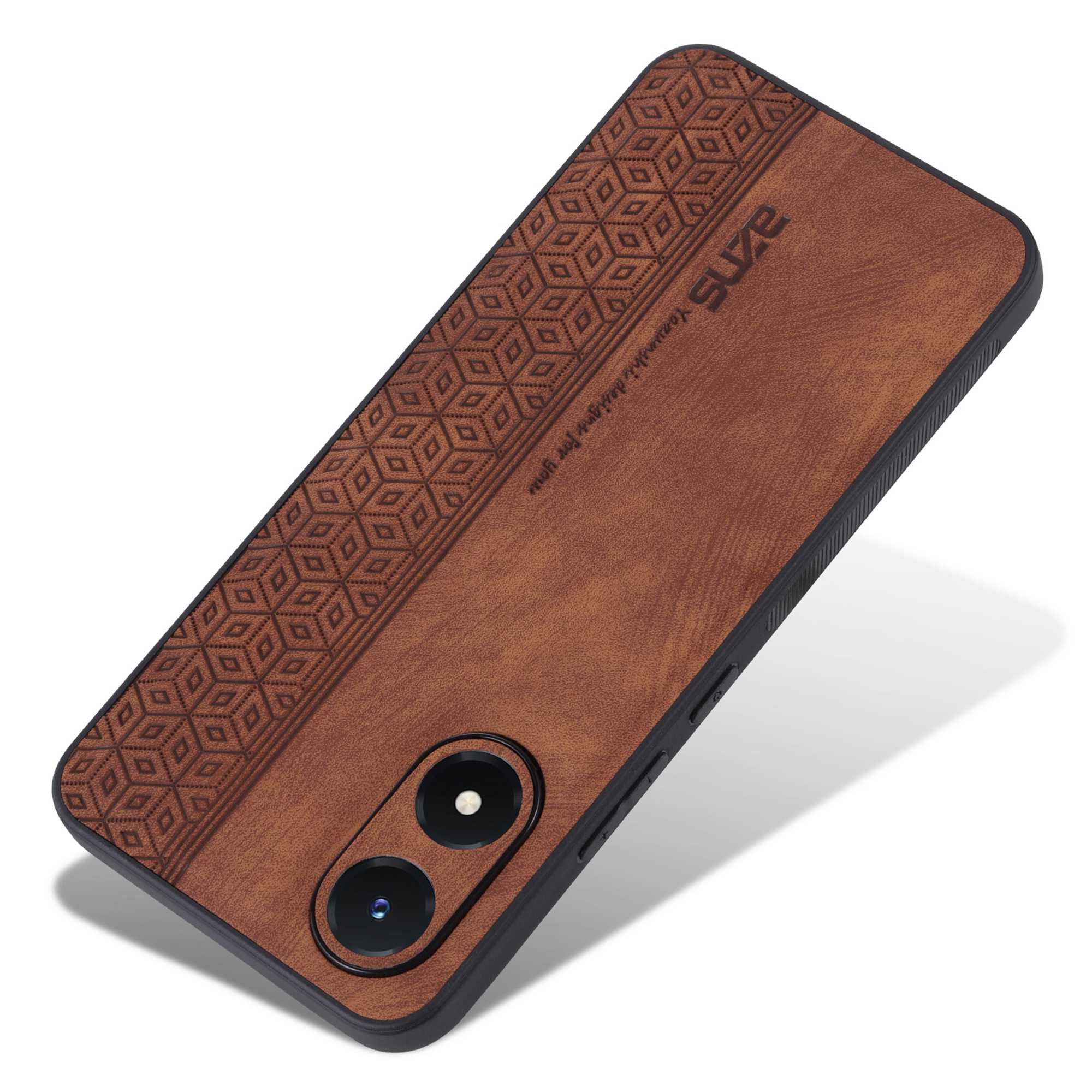 AZNS For vivo Y02s 4G / Y16 4G Imprinted Pattern Phone Case PU Leather Coated TPU Scratch-resistant Back Cover - Brown